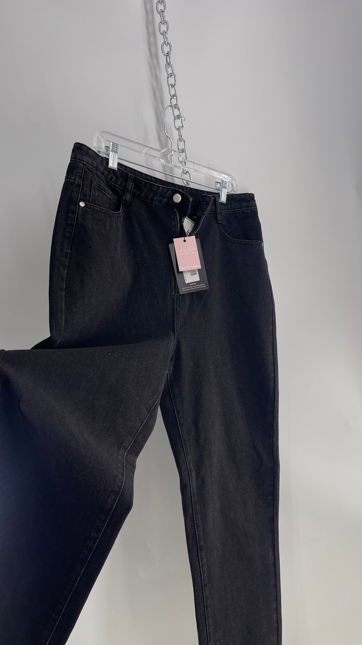 PRETTY LITTLE THING Black Jeans with Frayed Hem with Tags Attached (10)