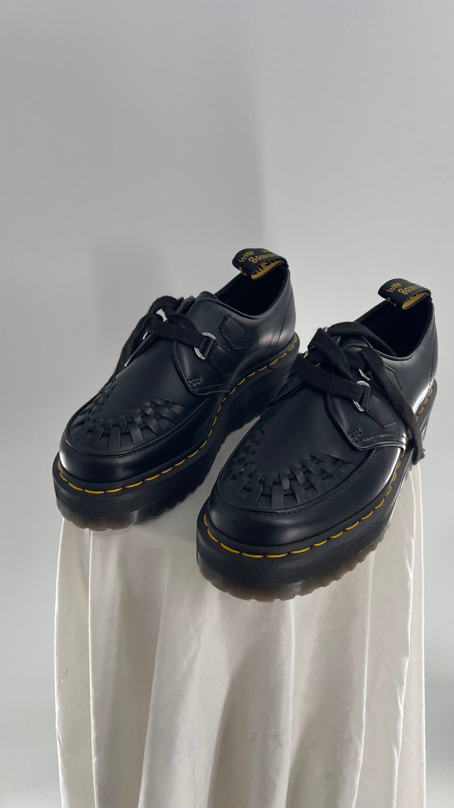 Dr.Martens NWOT Black Patent Leather Platform/Creeper Oxfords (8L 7M)