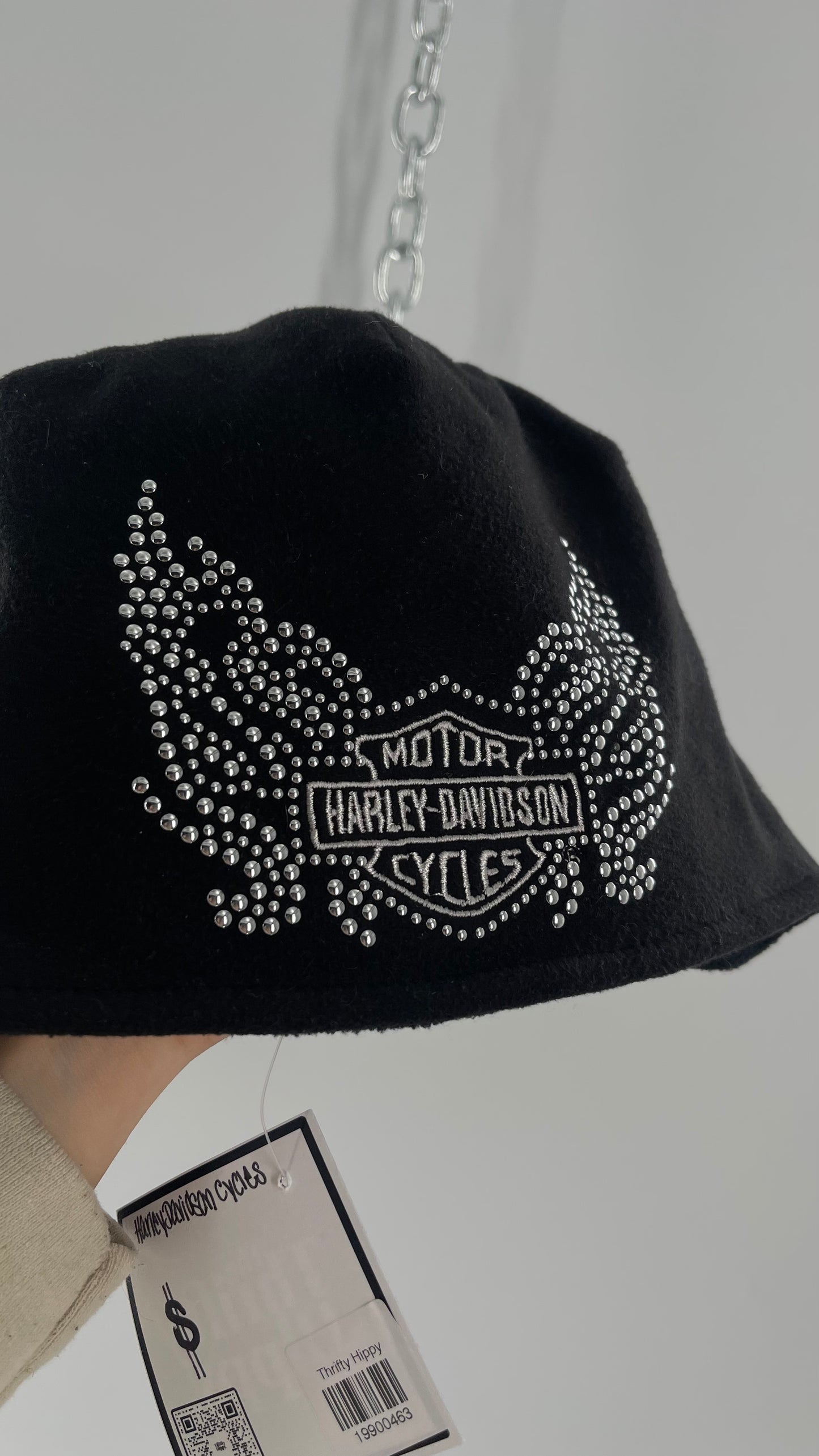 Vintage Harley Davidson Studded Bedazzled Beanie