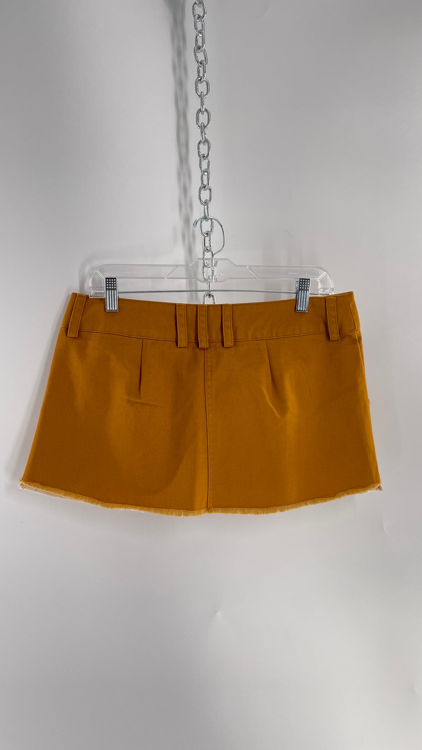 BDG Pumpkin Orange Pleated Mini Skirt with Exposed Pockets (Medium)