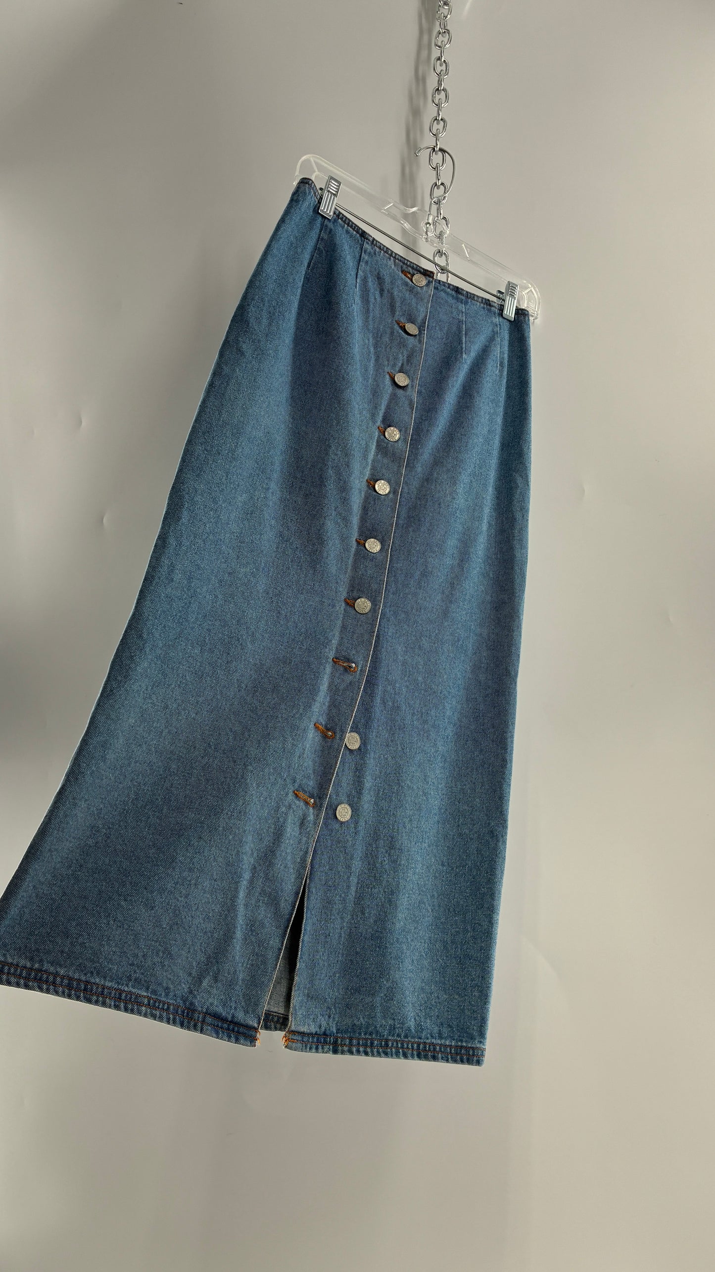 Vintage Old Navy Button Front Denim Jean Skirt (6)