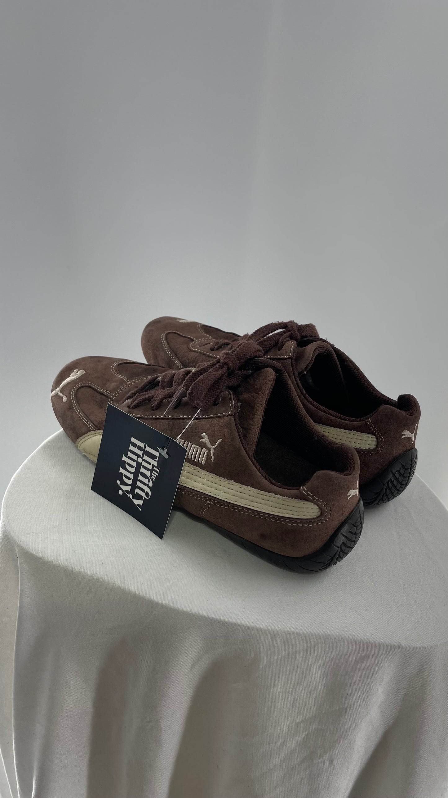 Vintage Worn Brown Suede Puma Sneakers (6.5)