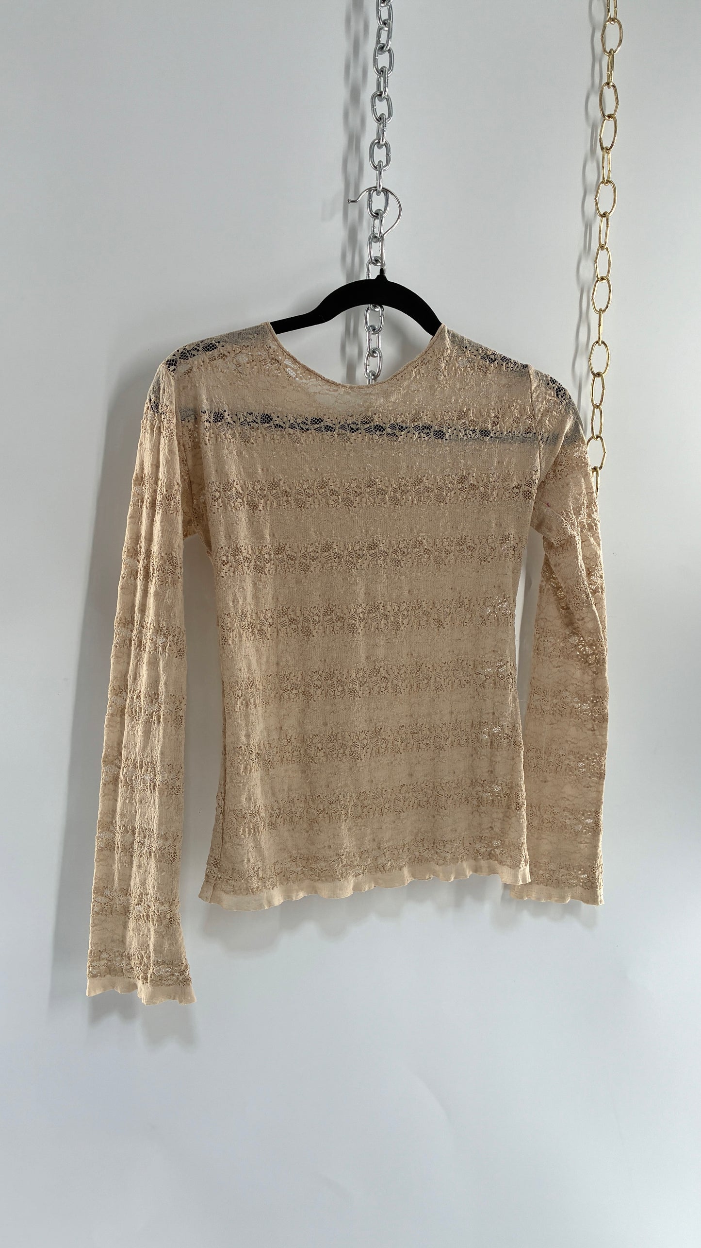 Vintage MERGIRL Thin, Delicate Sheer Lace Long Sleeve (Medium)