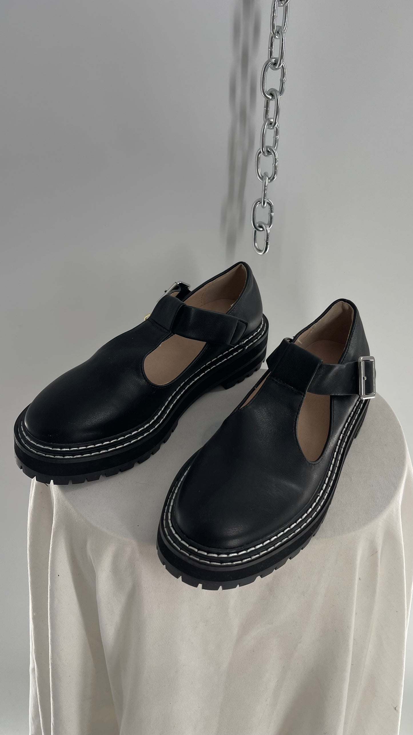 Urban Outfitters Black Leather Mary Janes (6)