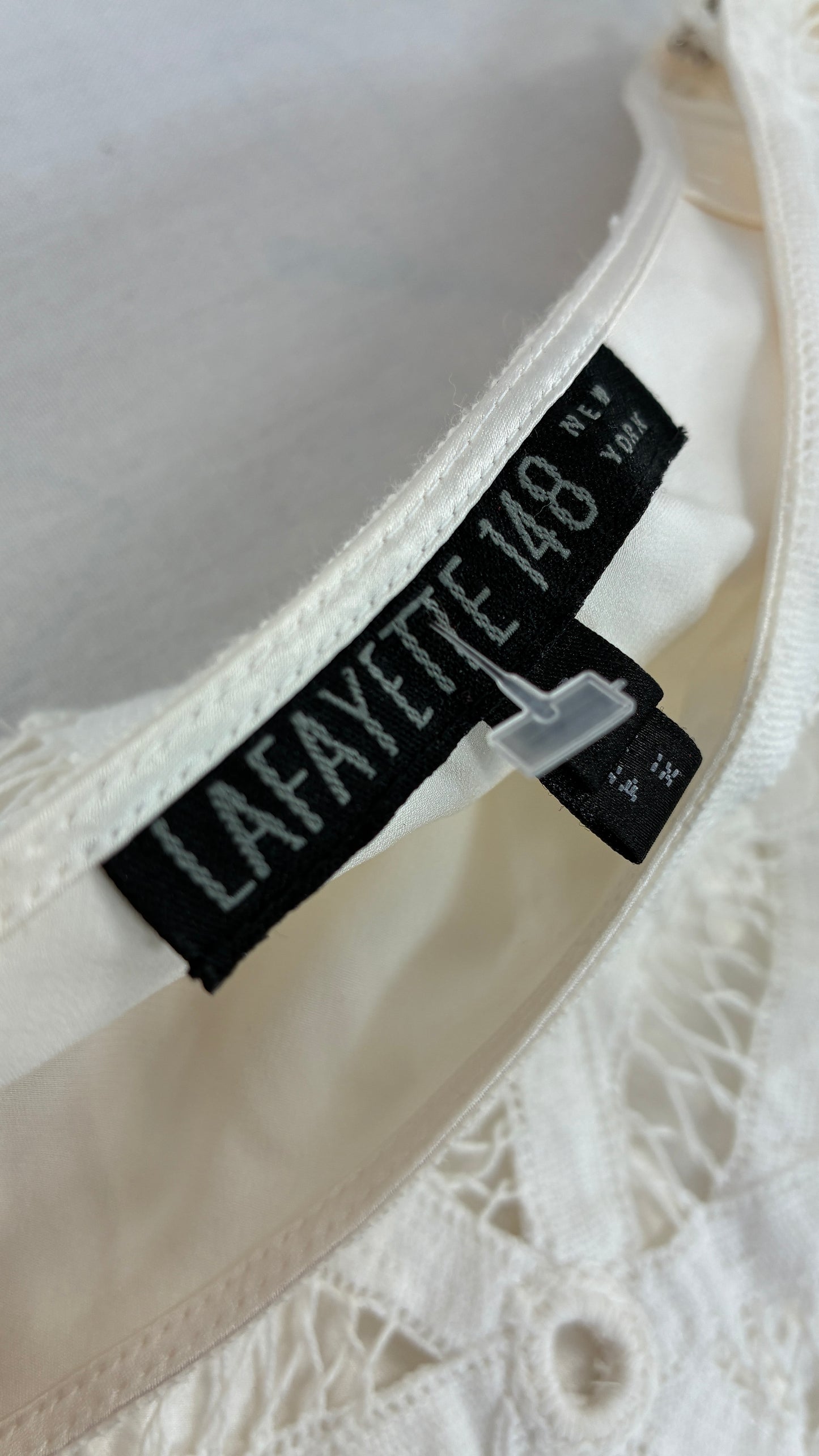 Vintage LAFAYETTE 148 NEW YORK 100% Cotton White Lace Skirt with 100% Silk Underlay (6)