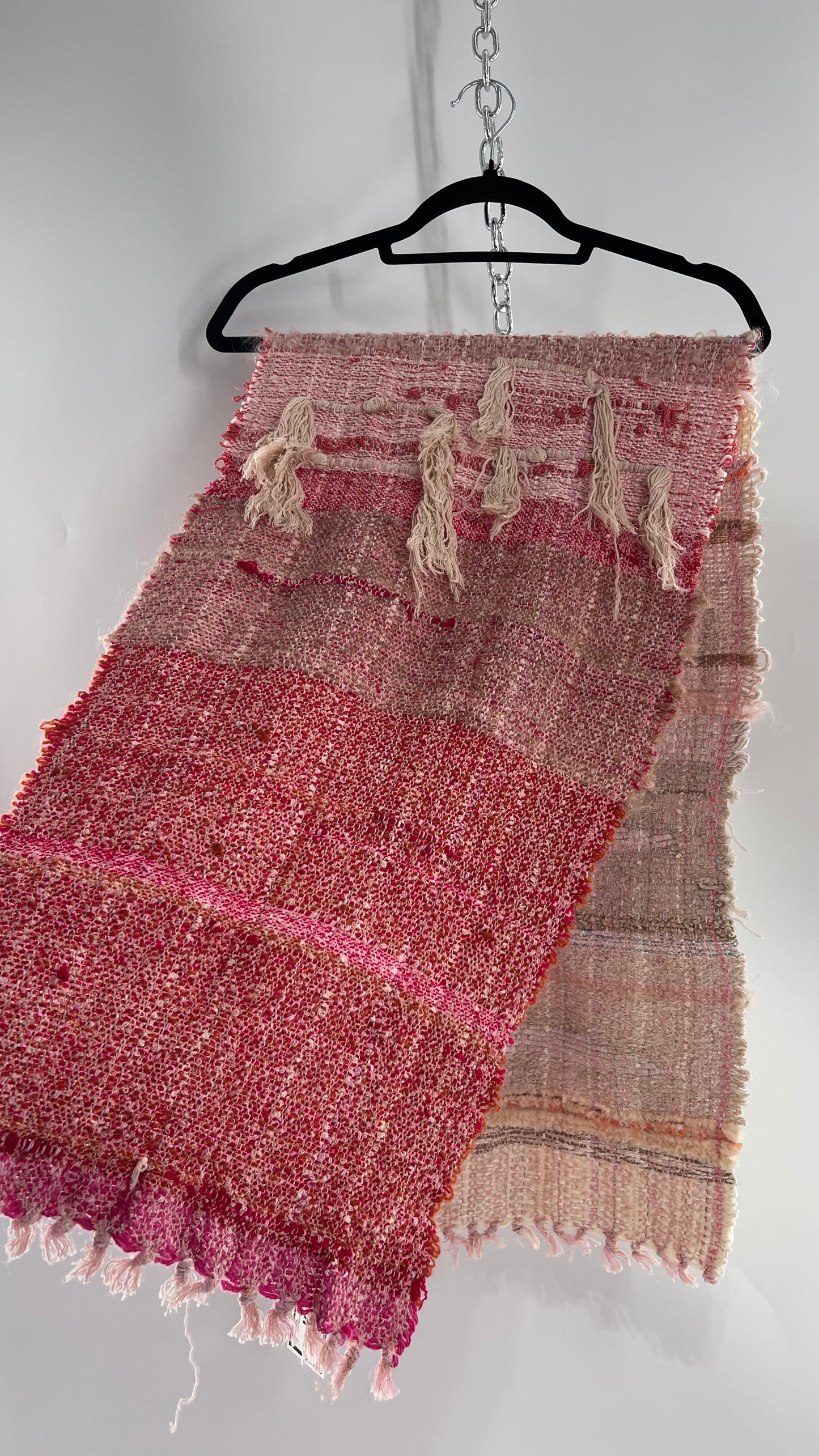 Anthropologie ALL ROADS Pink and Red Hand Knit Scarf