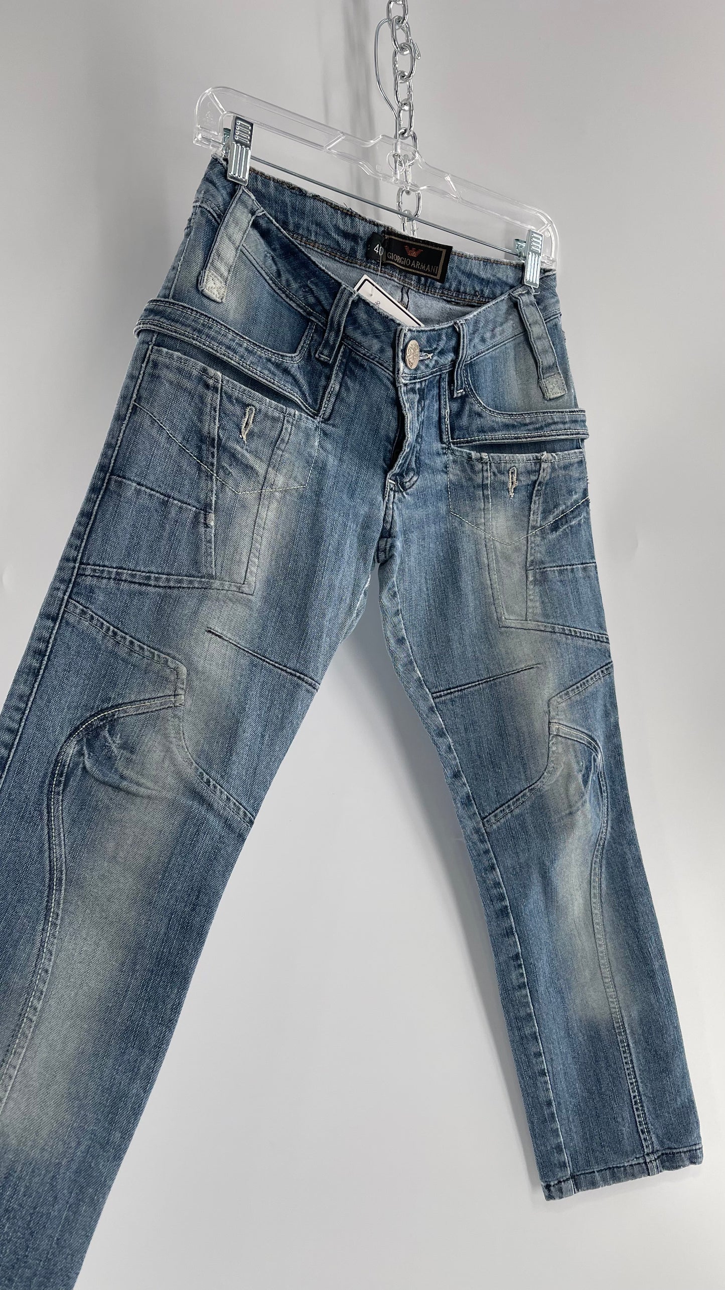 Giorgio Armani Jeans Abstract Seams Light Wash Skinnies (40)