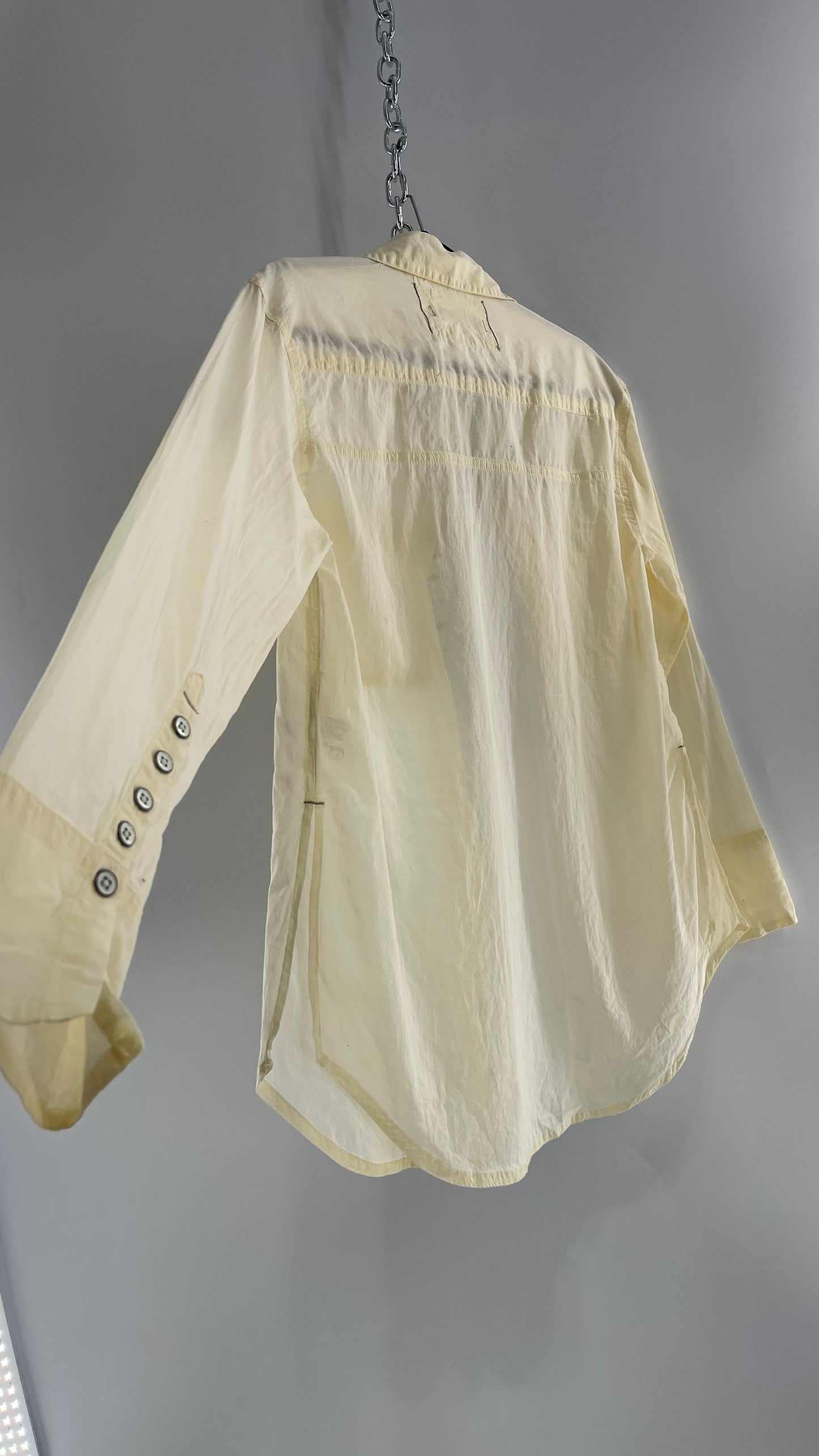 Free People Baby Yellow Sheer 100% Cotton Beachy Button Up with Tags Attached (XS)