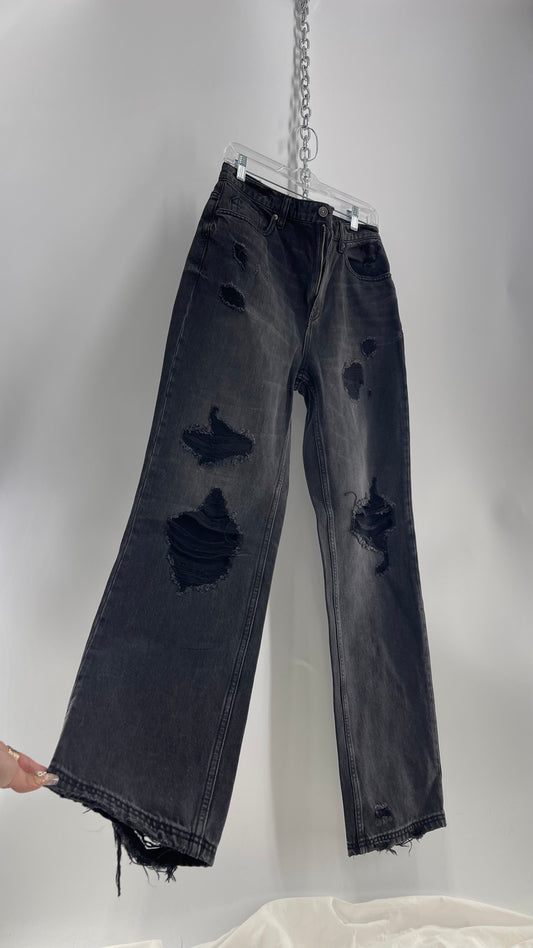 Free People Distressed Black/Grey Jeans with Tags Attached (28)