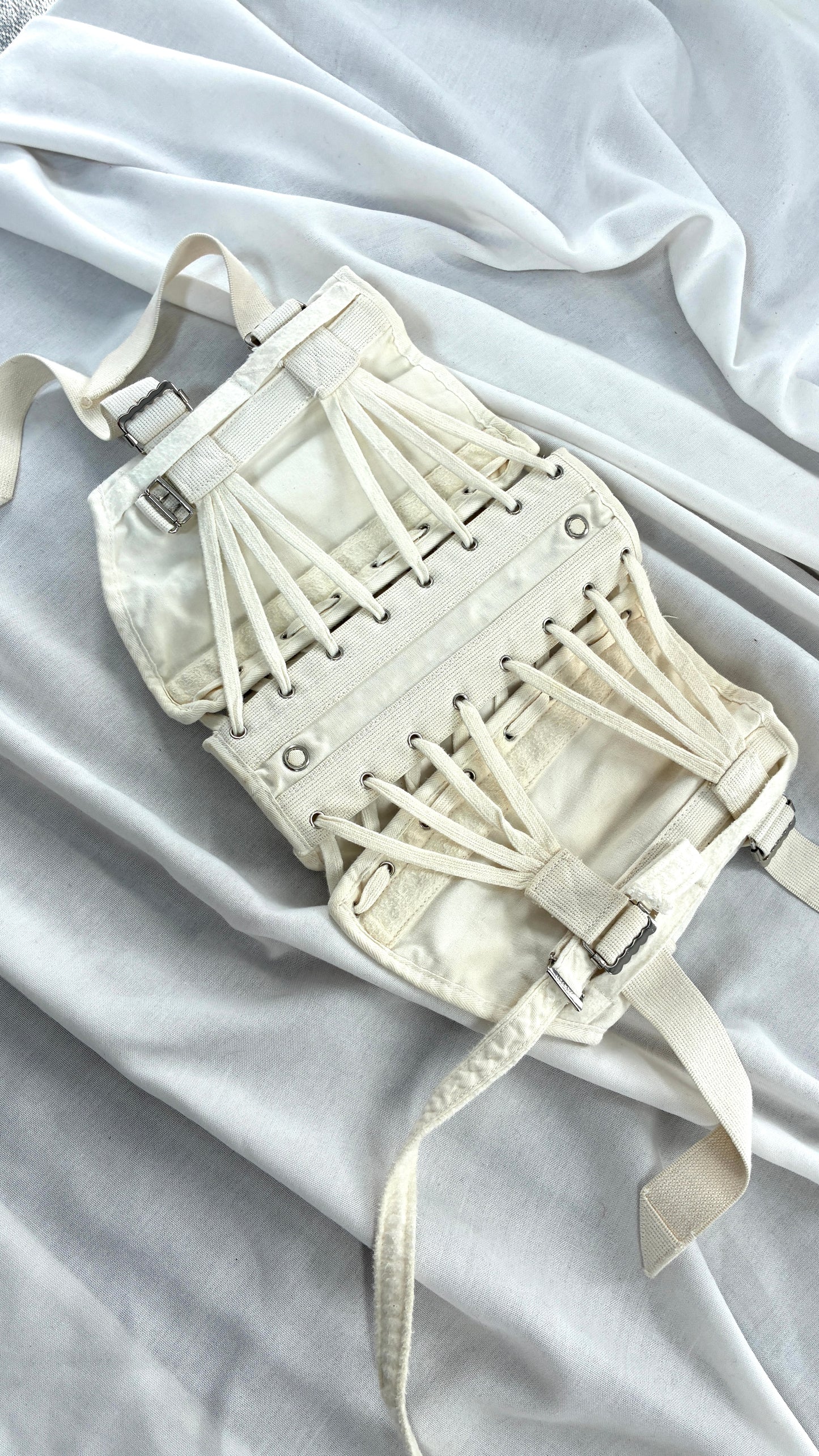 Vintage 1950s White Girdle Corset Brace Belt with Straps (Small)