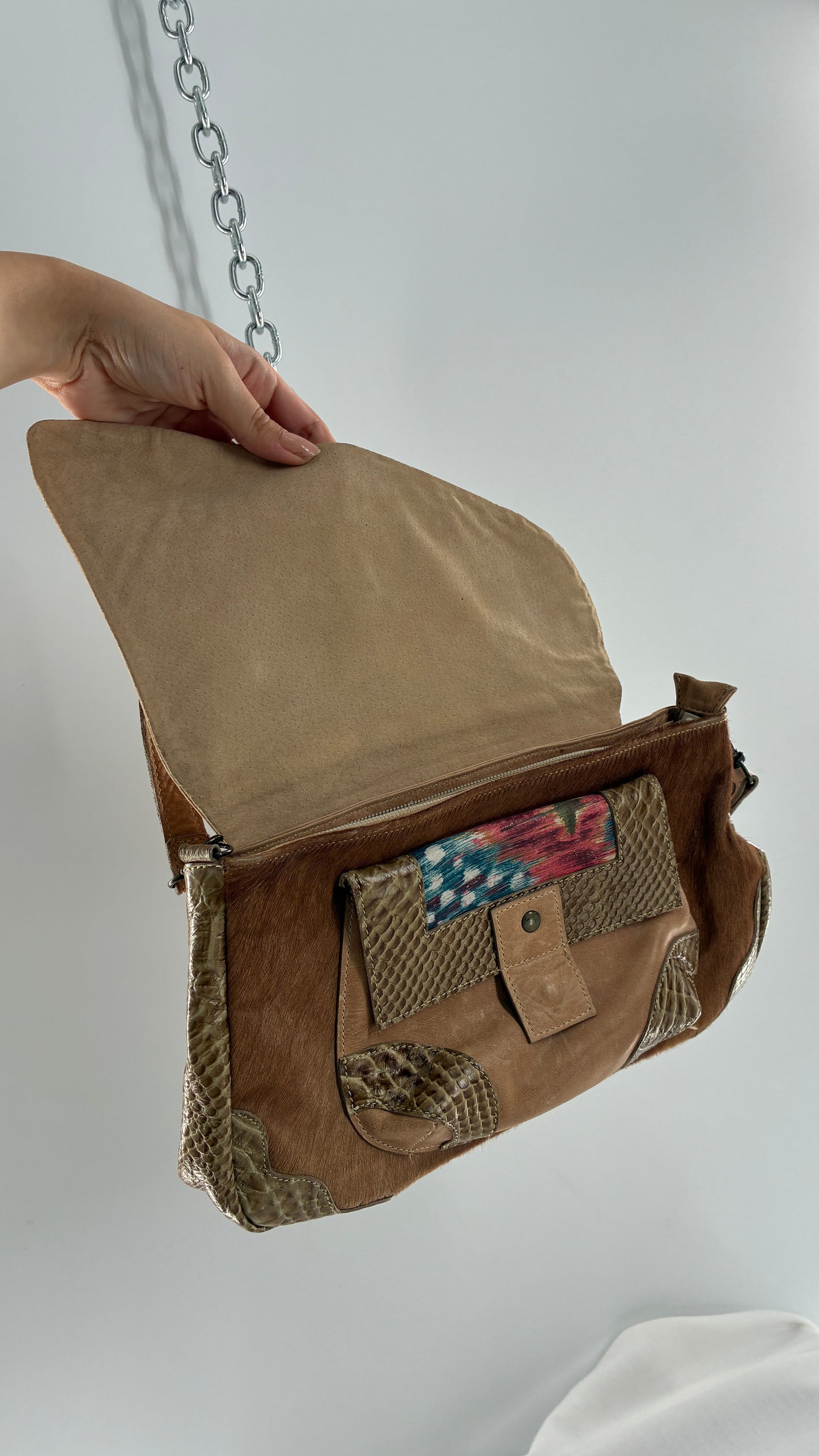 Vintage CLAUDIA ROLDANI Leather Rosette Purse Made in Colombia