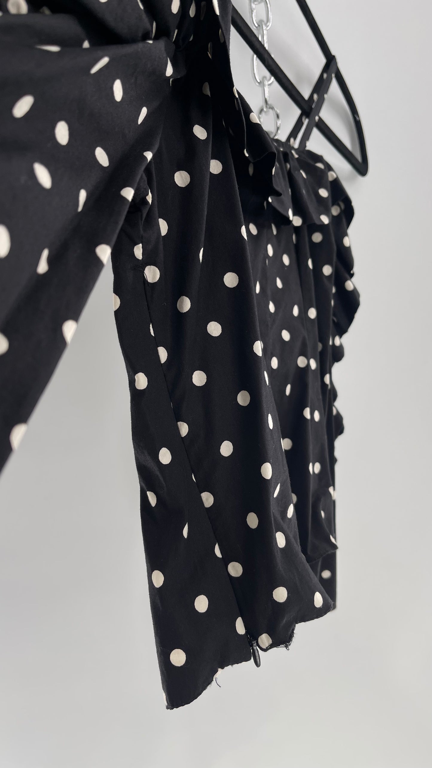 Urban Outfitters Silence and Noise Black and White Polka Dot Ruffle Sleeve Blouse (small)