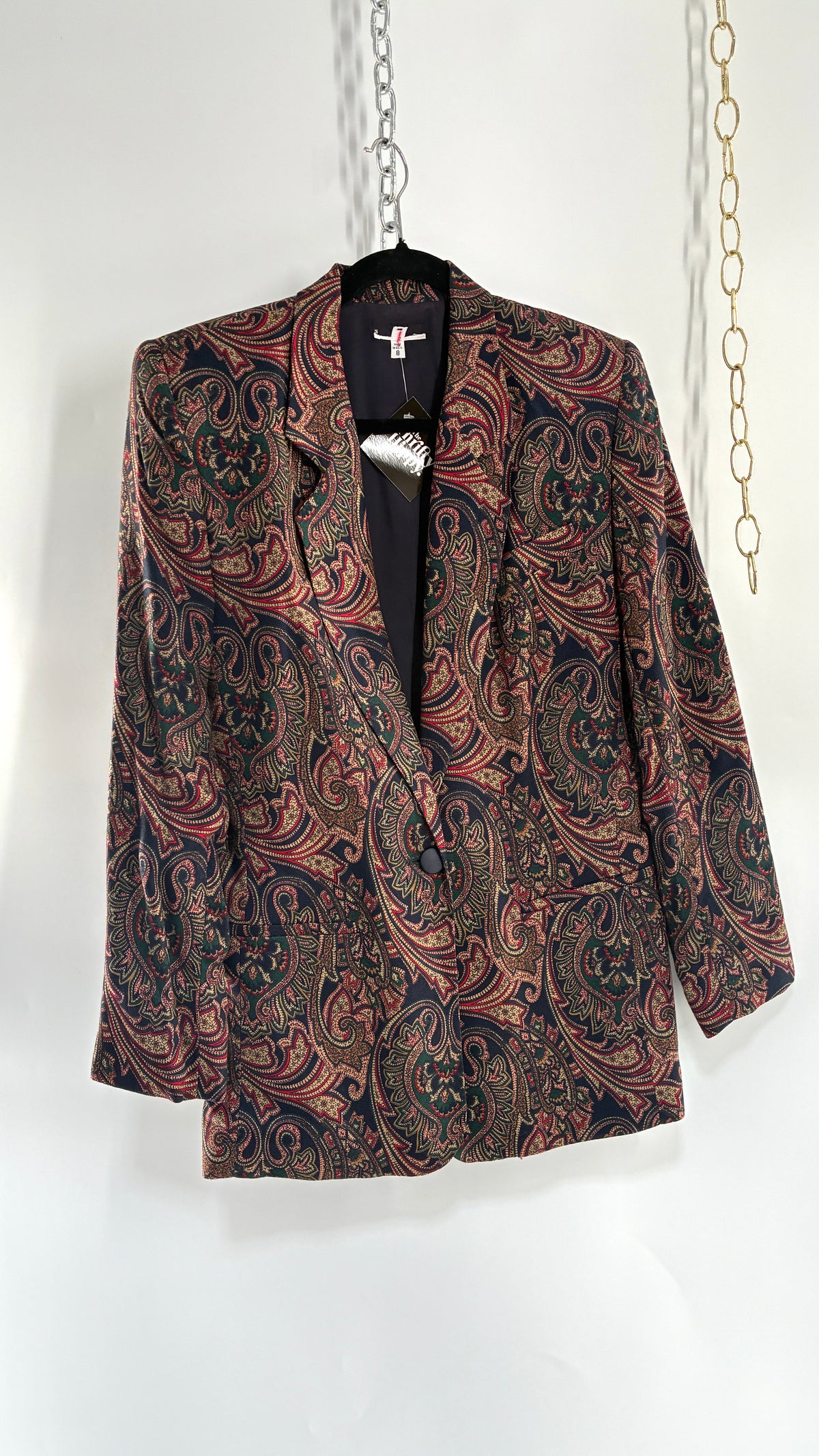 Vintage 1980s Paisley Boxy Suit Jacket and Skirt Set (8)