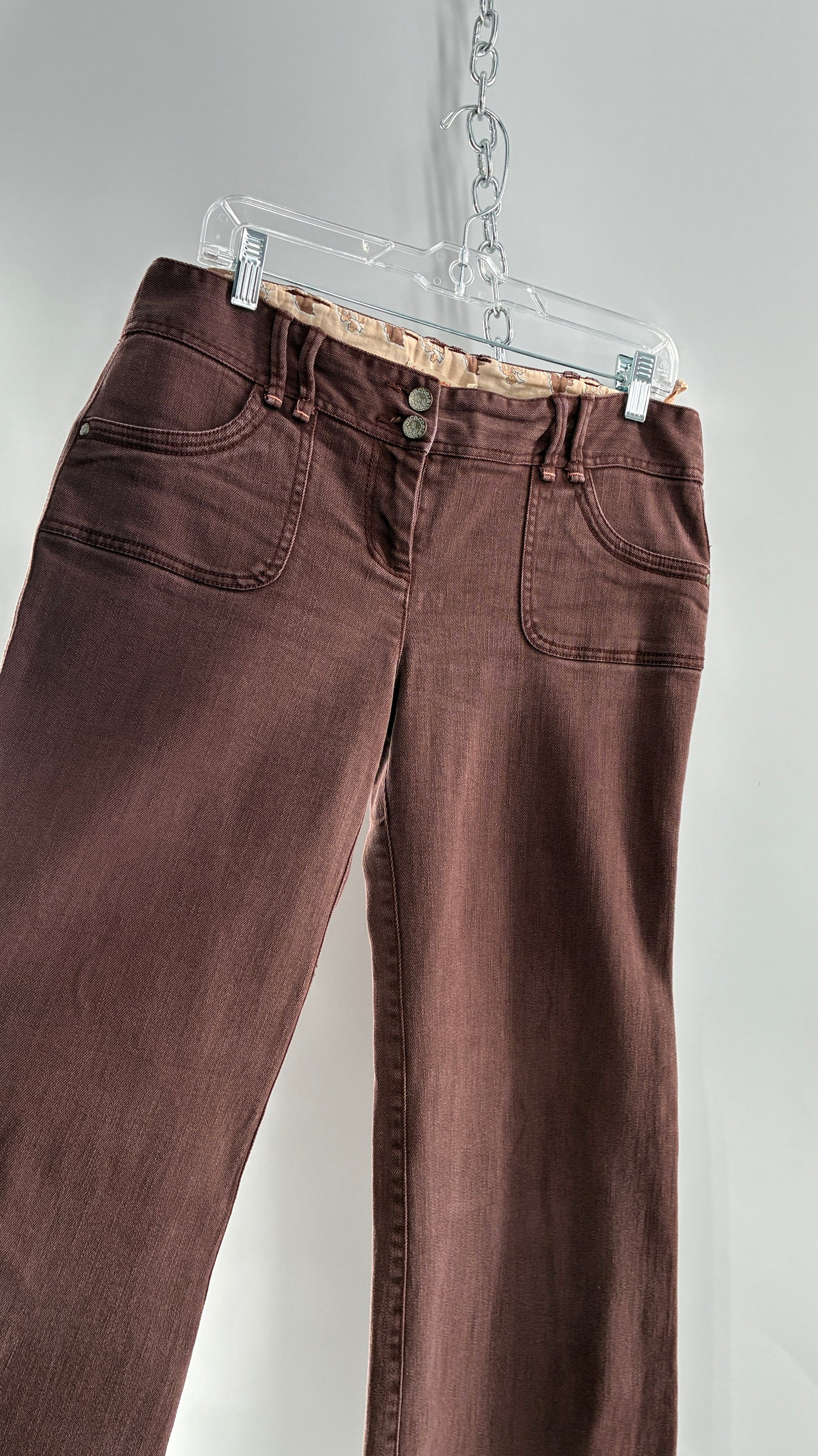 Vintage BICA CHEIA Brown Low Rise Wide Leg Jeans with Mini Pockets (32)