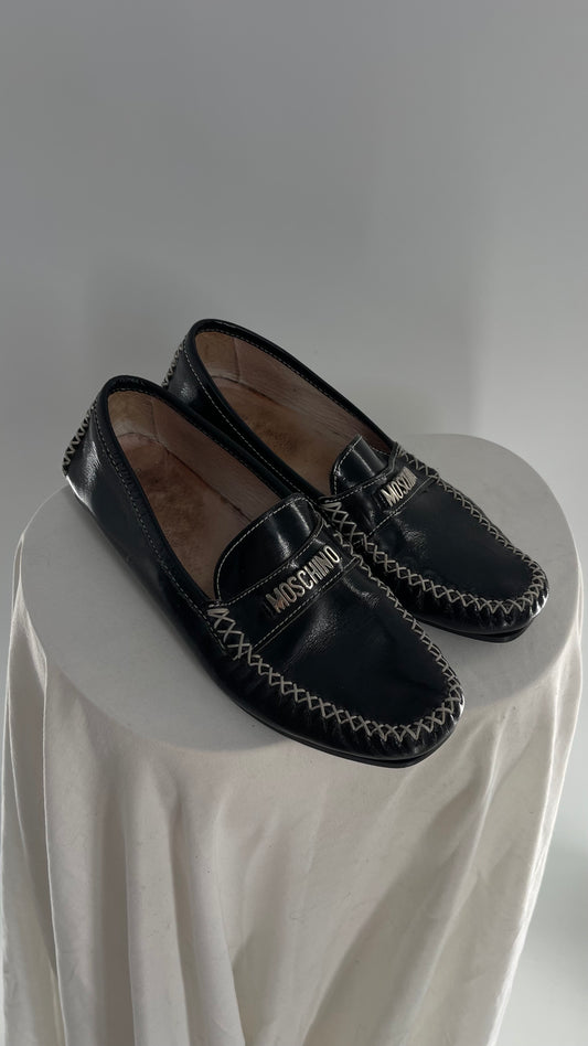 Vintage MOSCHINO Patent Loafer with Metal Lettering (36)