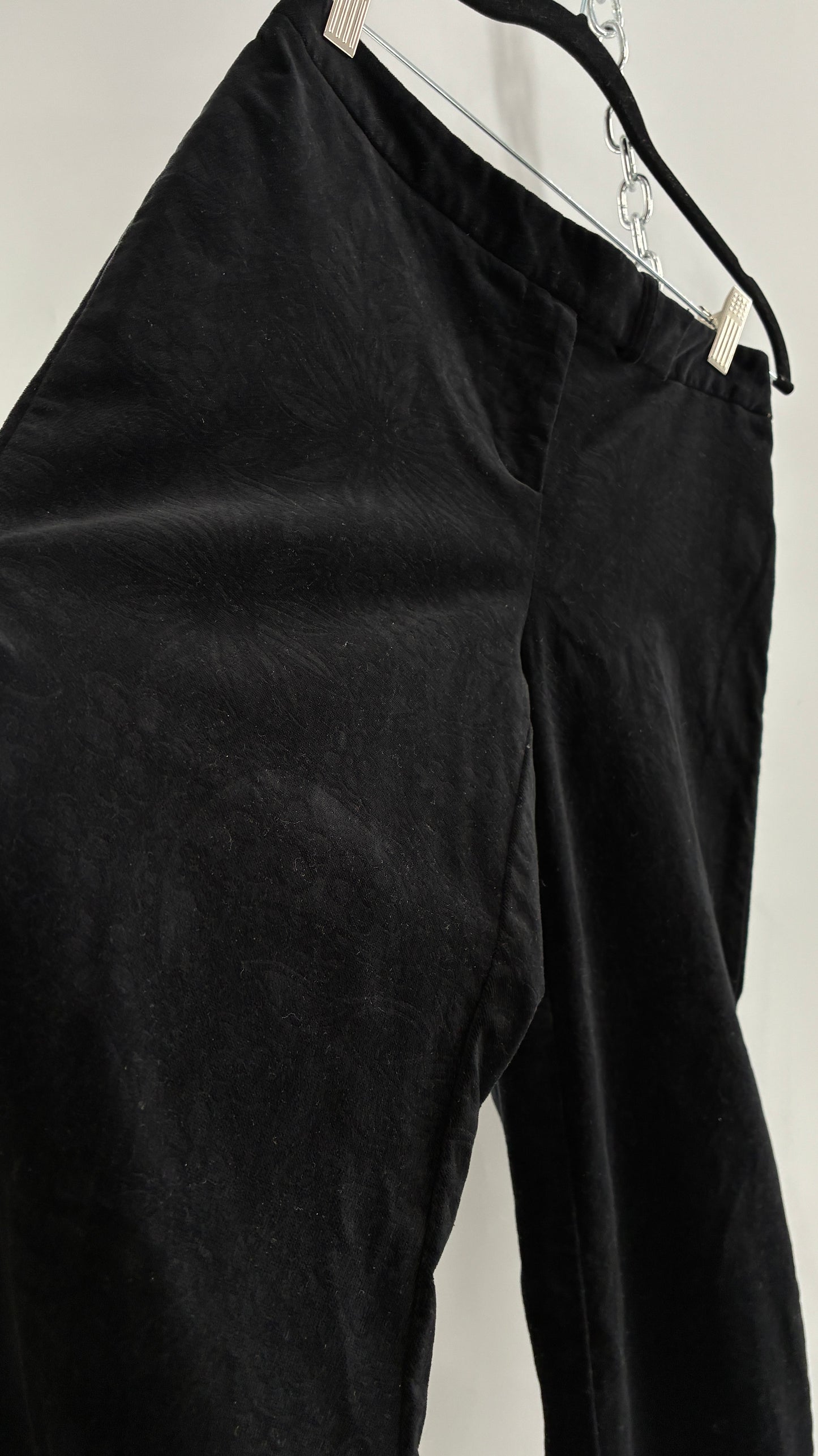 Deadstock Vintage 2000s Lilly Pulitzer Black Velvet Embossed Floral, Side Closure Pants (4)