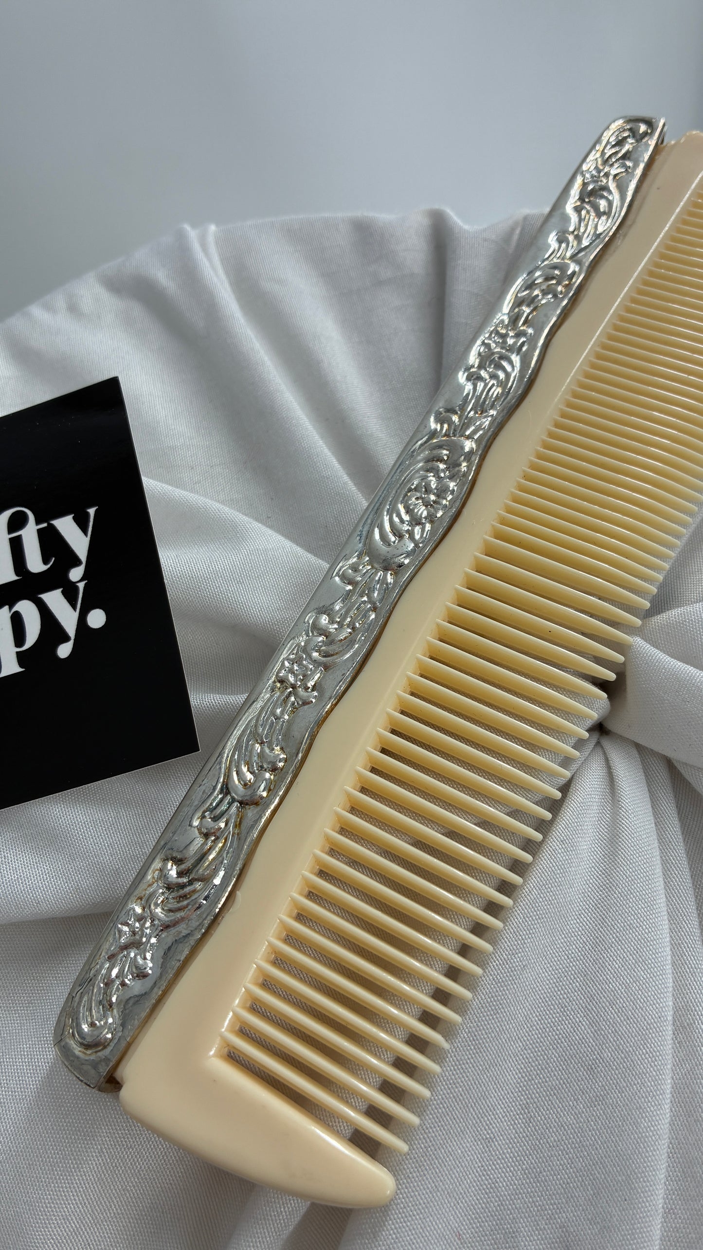 Vintage Metal Embossed Hair Comb