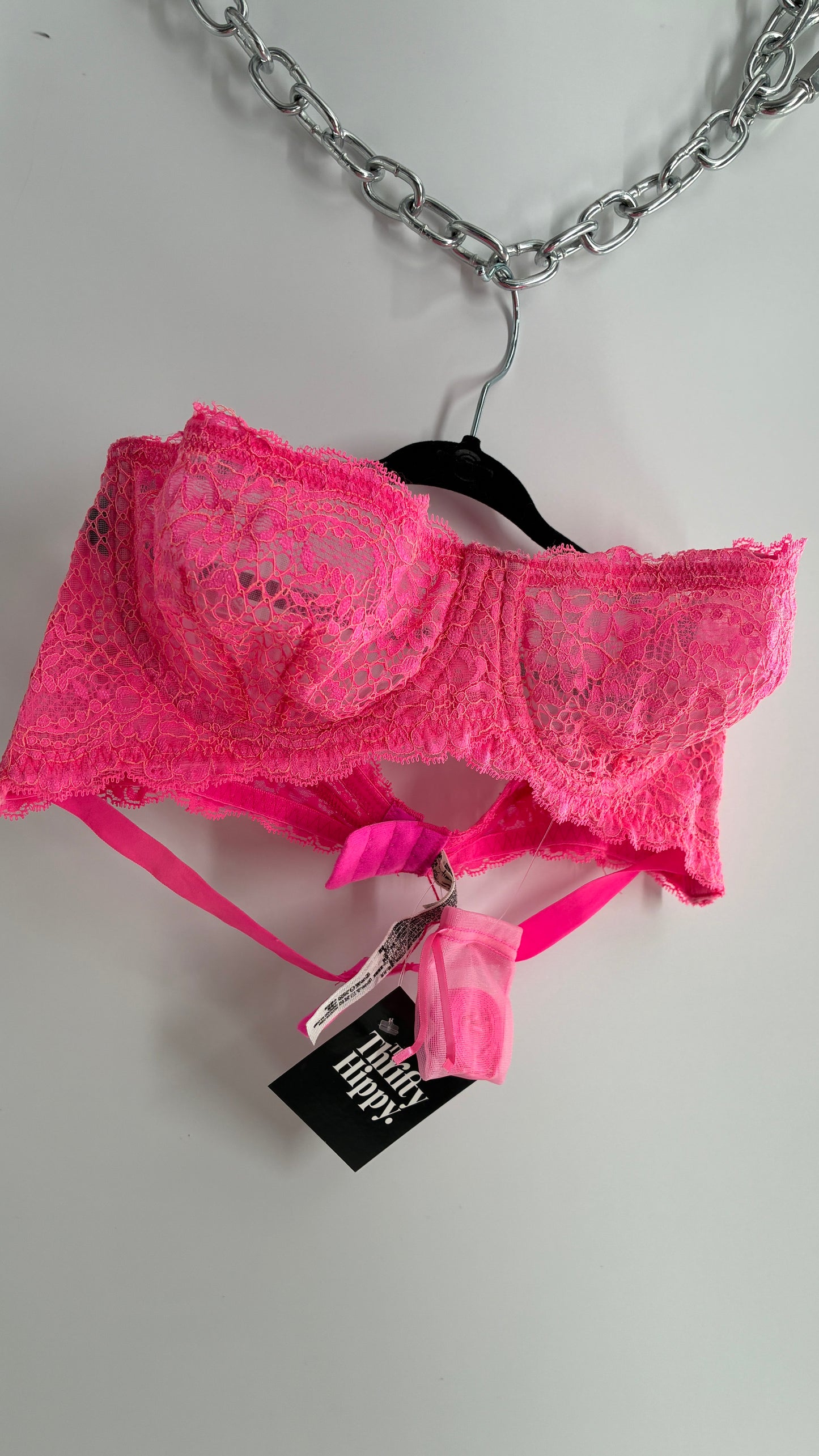 Intimately Free People Neon Pink Lace Bra with Straps (36B)