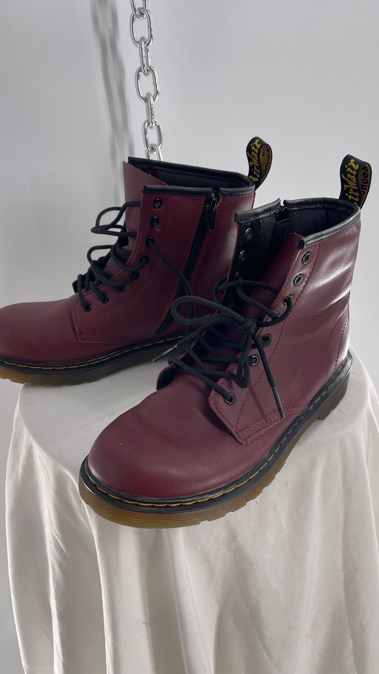 Dr.Martens Burgundy Boots with Side Zipper (5L)