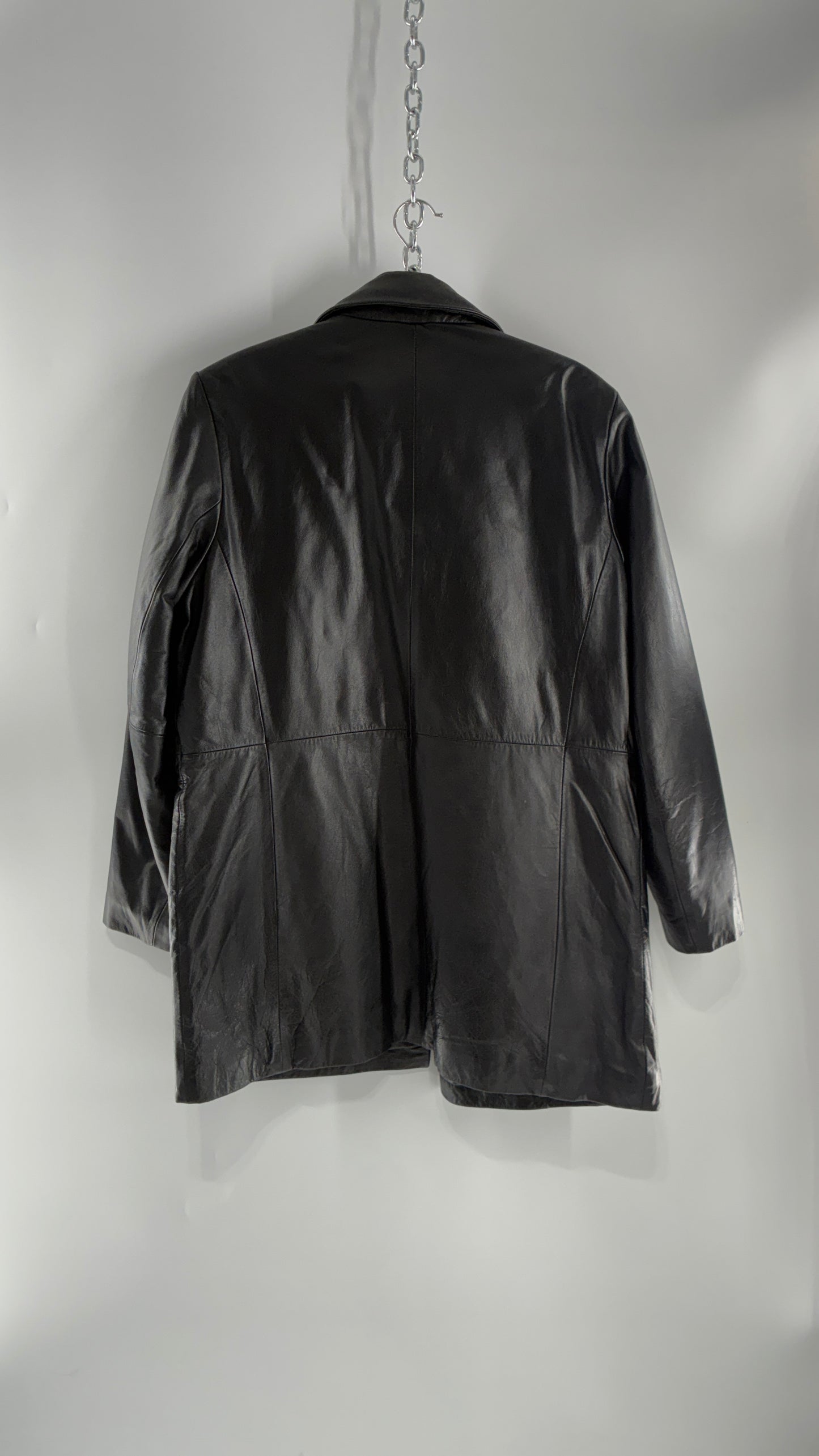 Vintage KATHY IRELAND Black Leather Jacket with Quilted Lining (Large)