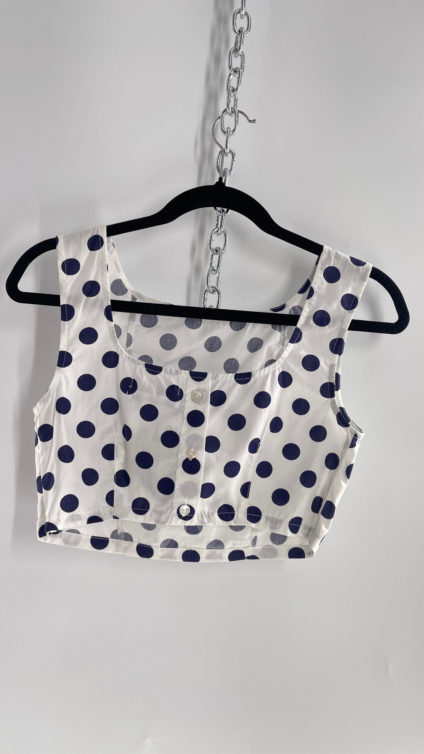 Urban Outfitters Sleeveless Polka Dot Top with Button Back/Front (XS)