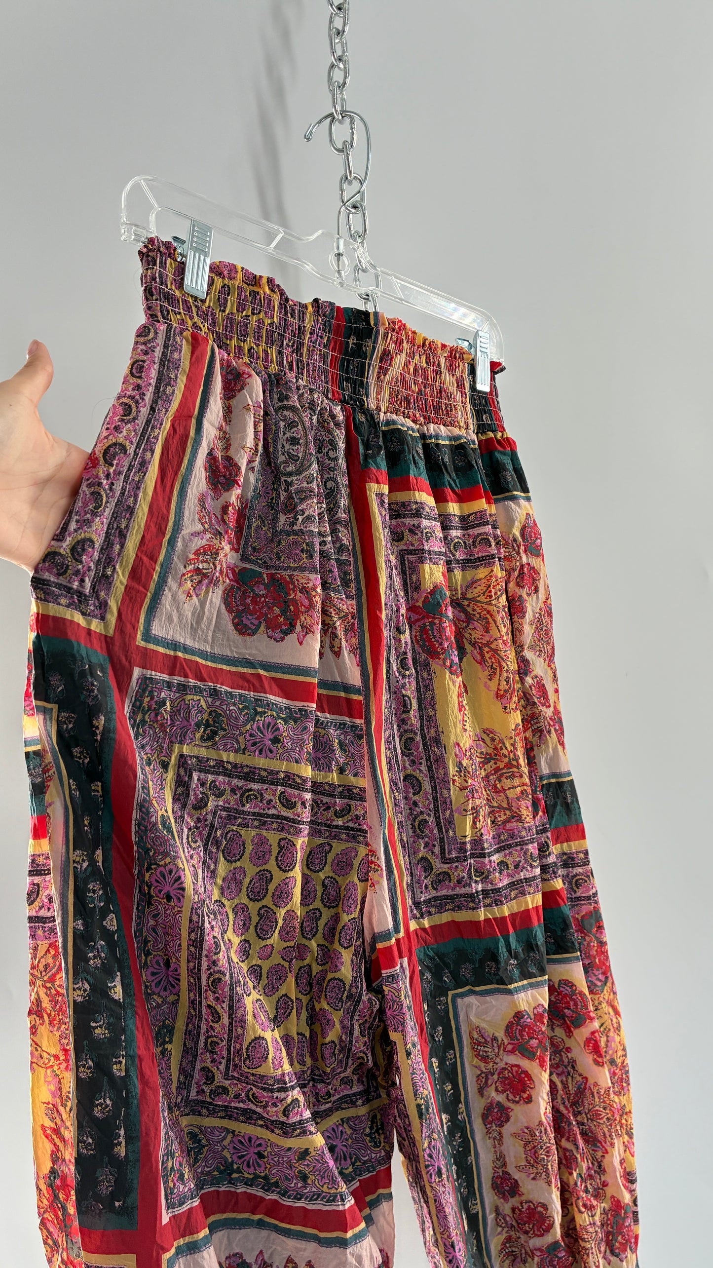 Free People Haram Pant Tapestry Graphic Double Lined Athleisure Joggers (Small)