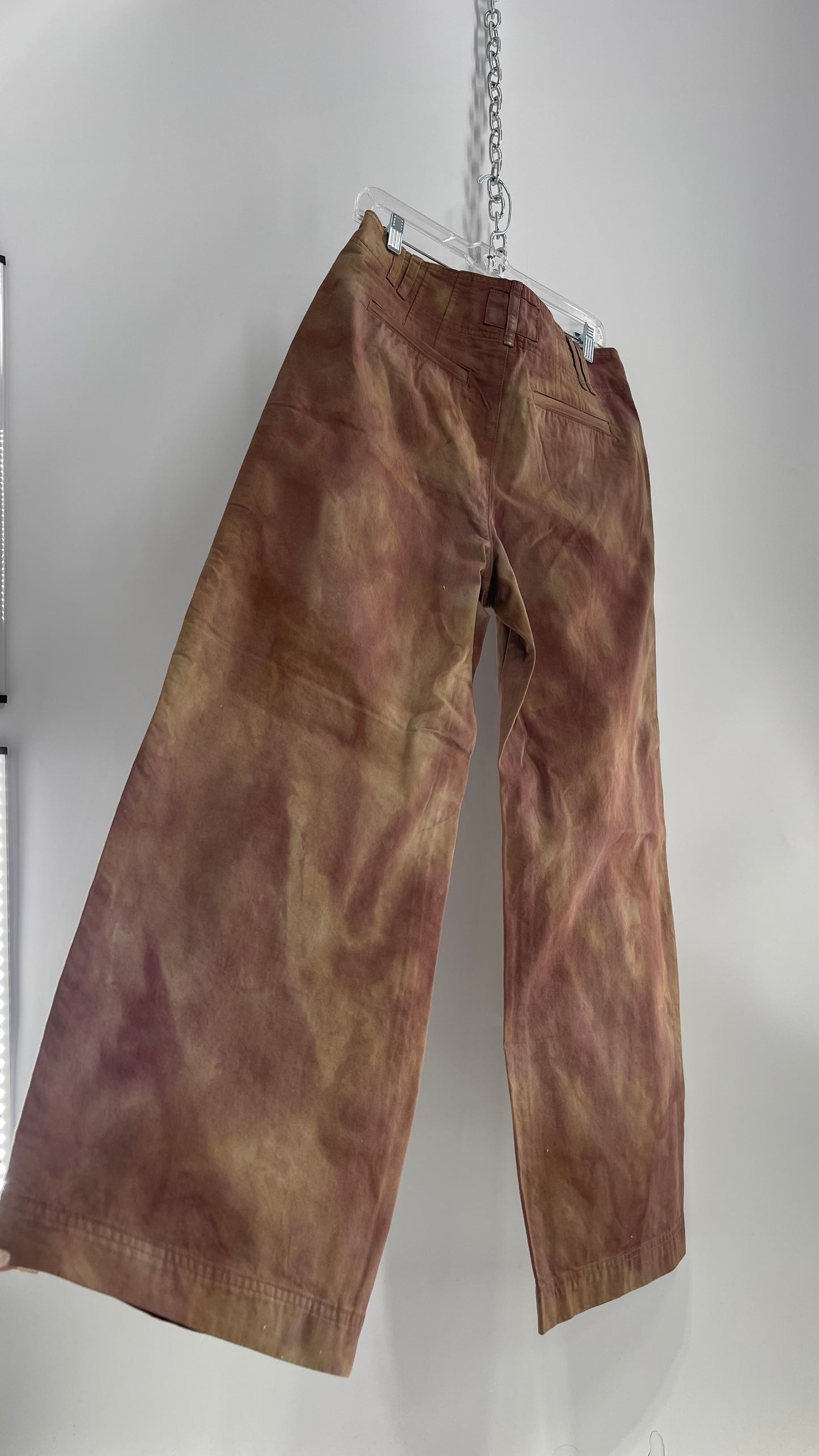 Free People Neutral Tone Tie Dye Baggy Carpenter Pant with Tags Attached (8)