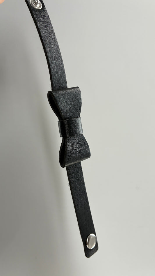 Black Vegan Leather Bow Bracelet