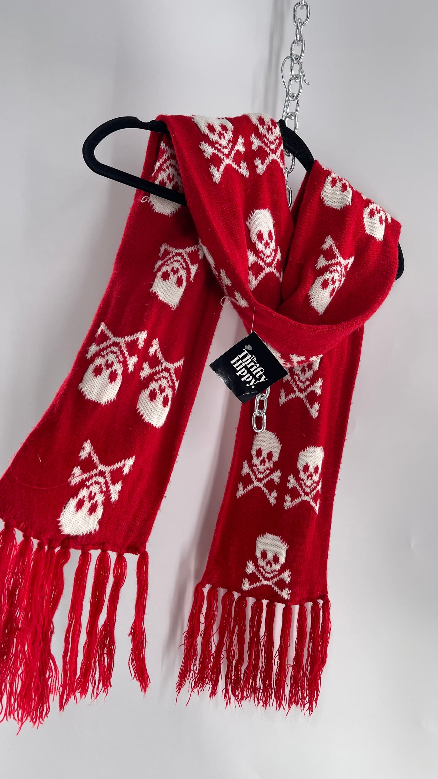 Emo Raggedy Red Skull Scarf (C)