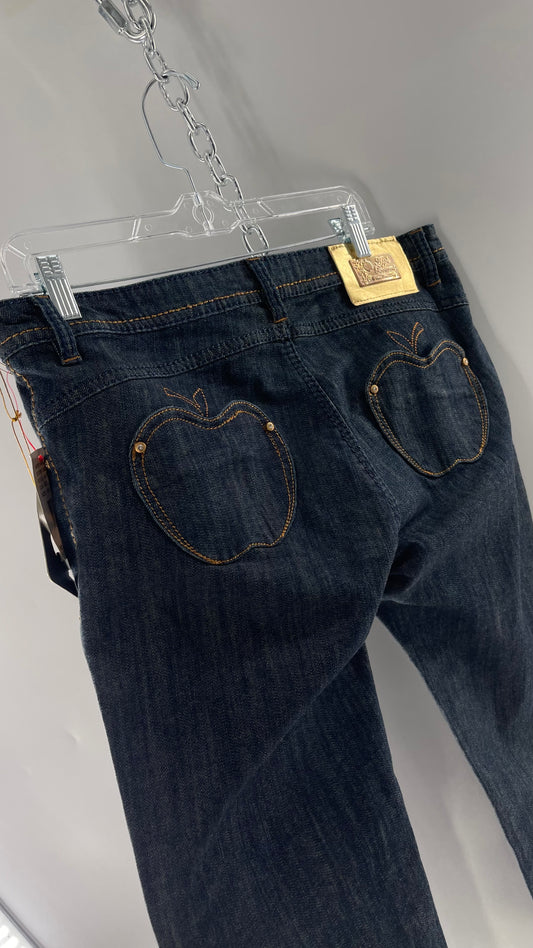 Deadstock Apple Bottom Jeans with  Gold Embossed Jacron and Apple Patch Pockets (13/14)