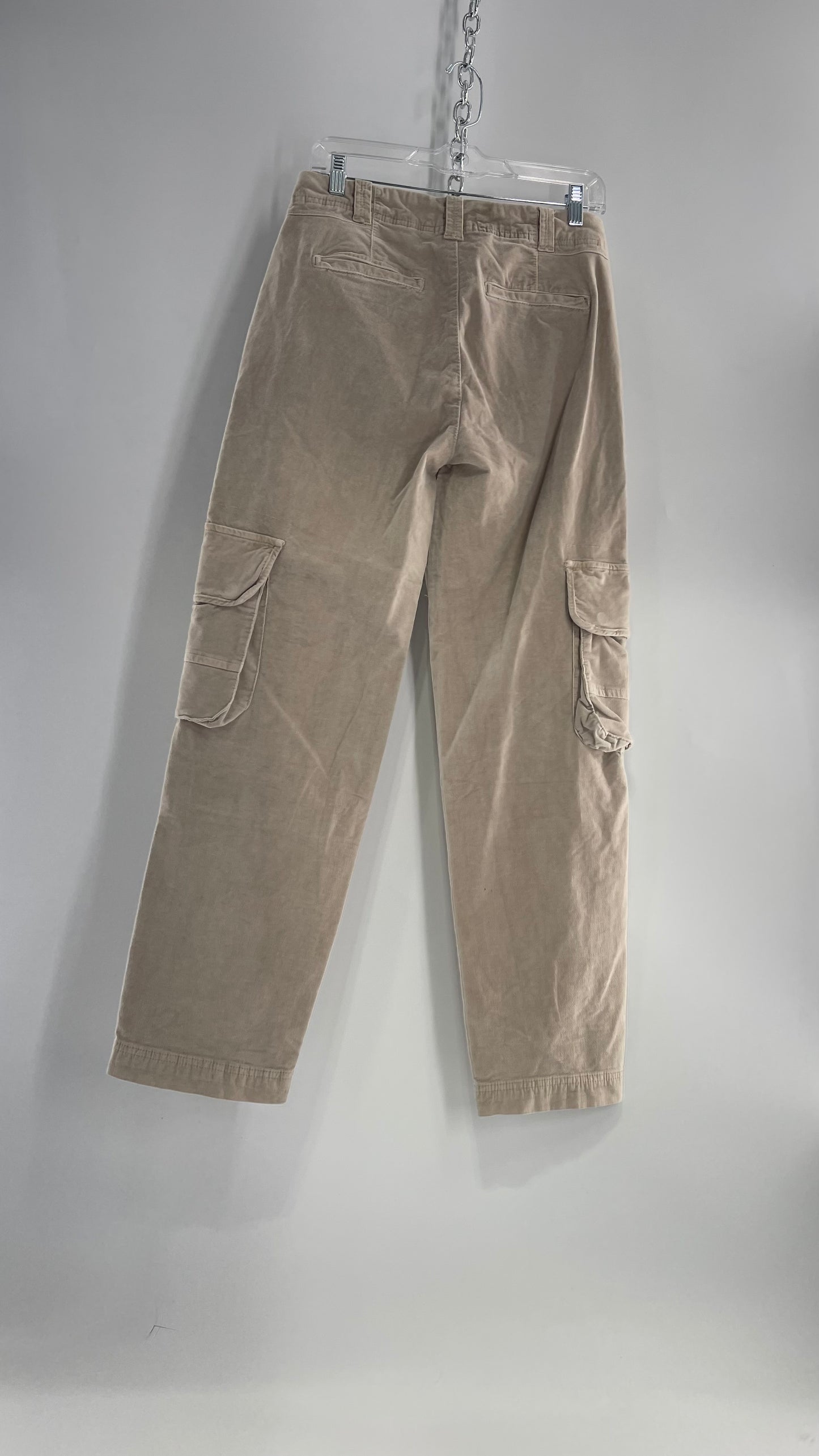 Free People Ultra Soft Velvet/Corduroy Gray/Beige Baggy Cargos with Side Pockets (2)