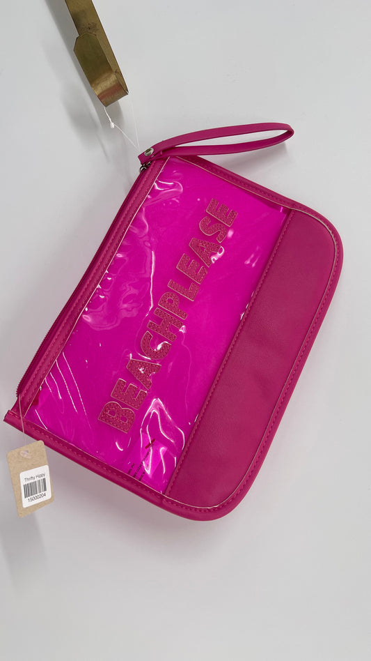 Pink “BEACH PLEASE” Oversized Zipper Pouch