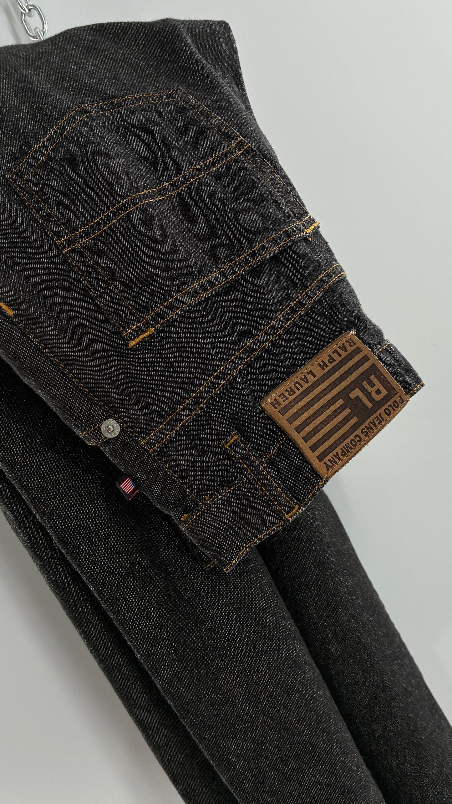 Vintage Ralph Lauren 100% Cotton Dark Wash Denim Full Length Skirt  (6)