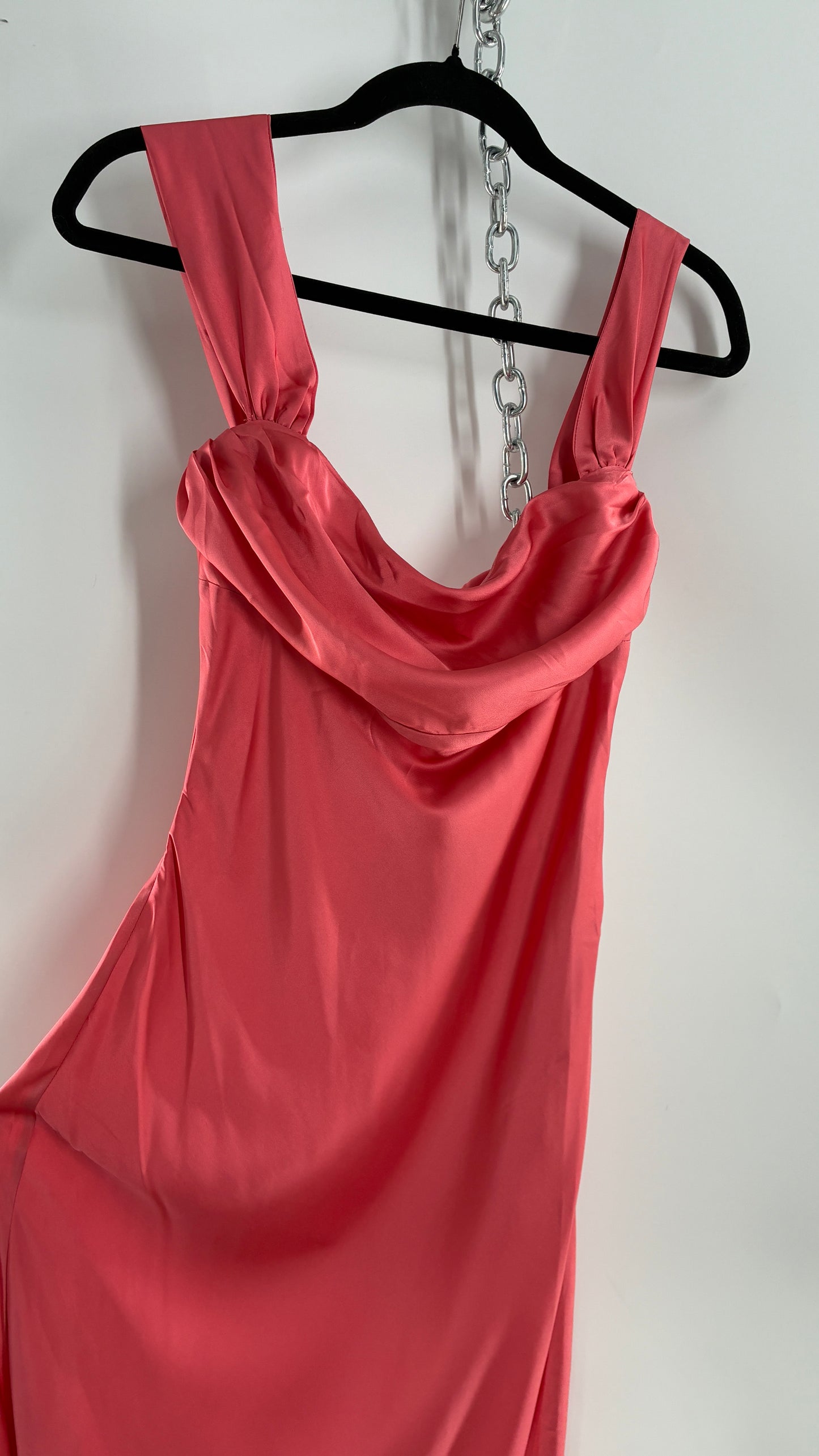 BEGINNINGS Coral Pink Gown with Draped Bust and Tags Attached  (6)