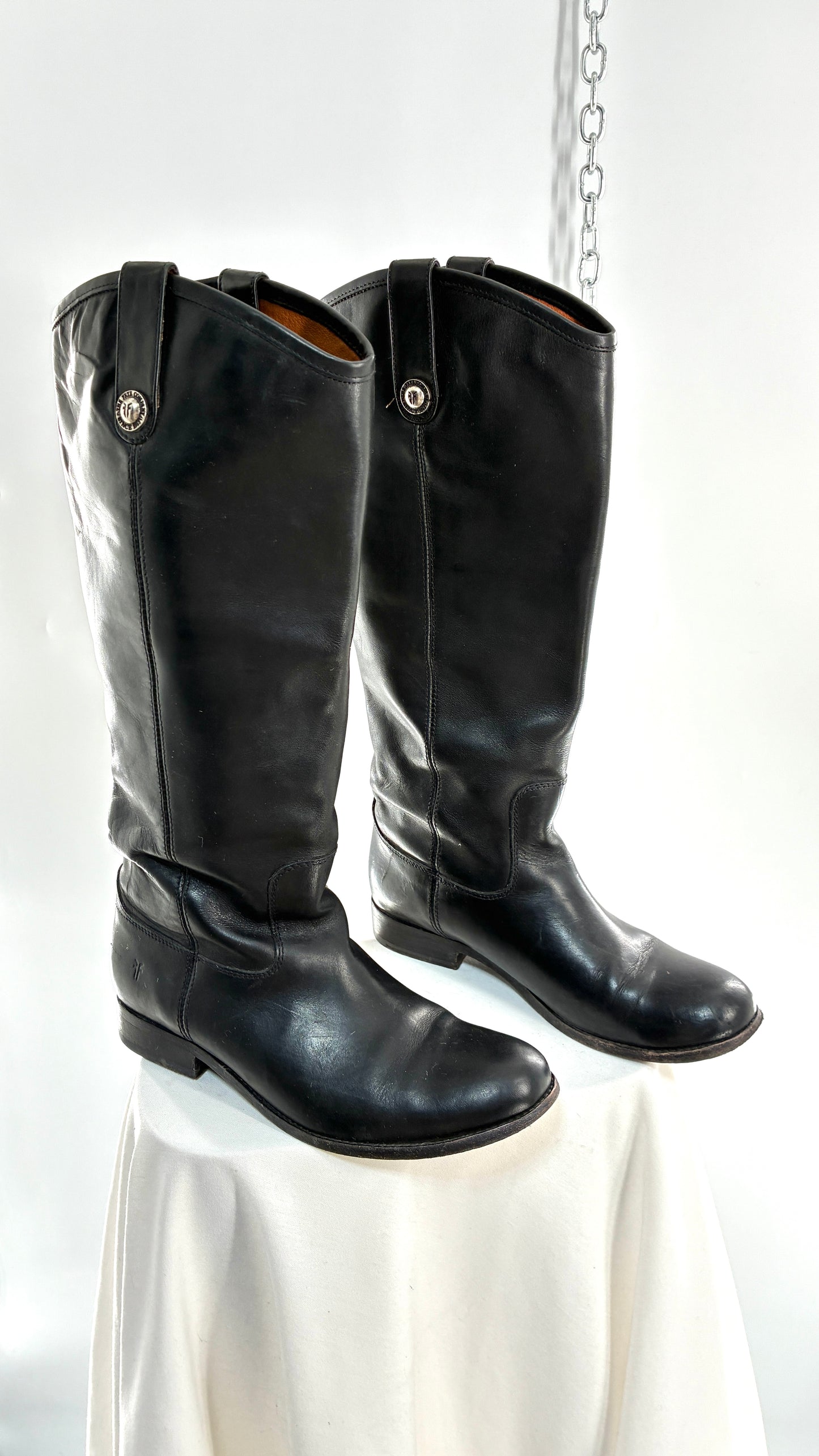 Vintage FRYE Melissa Tall Black Genuine Leather Boots Made in Mexico (8)