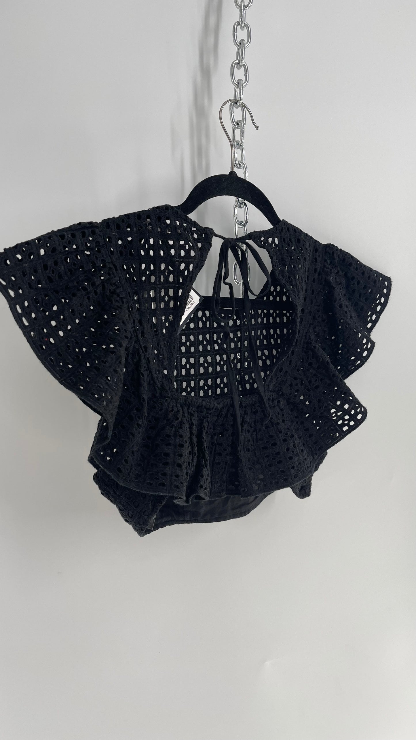 Urban Outfitters Black Lace Ruffle Trim Cropped Bustier (XS)