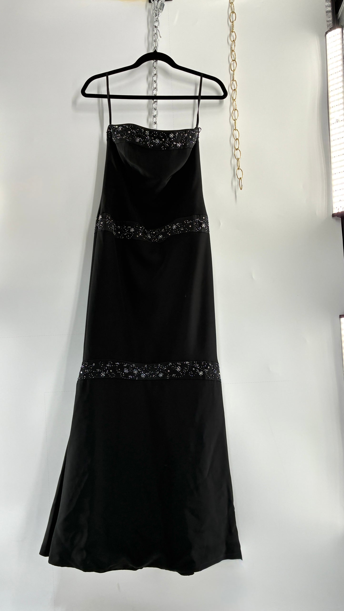 Vintage HAUTE COUTURE OBSESSIONS Black Beaded Maxi Dress (8)