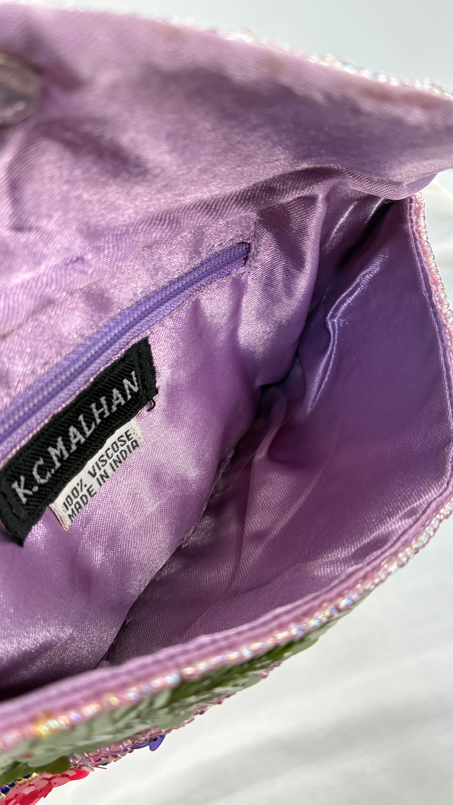 Vintage K.C MALHAN Sequin Beaded Clutch Wallet