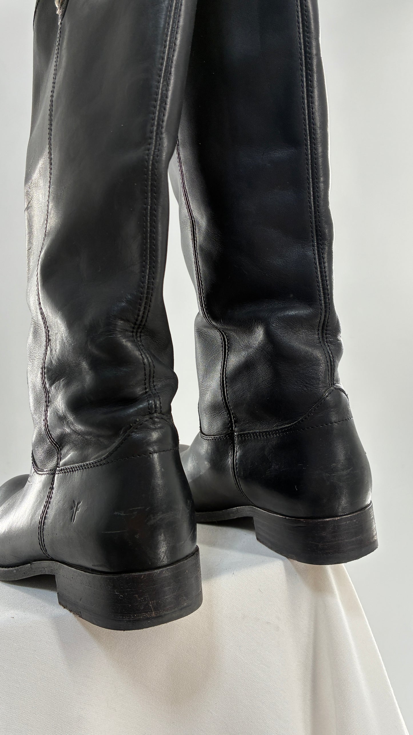 Vintage FRYE Melissa Tall Black Genuine Leather Boots Made in Mexico (8)