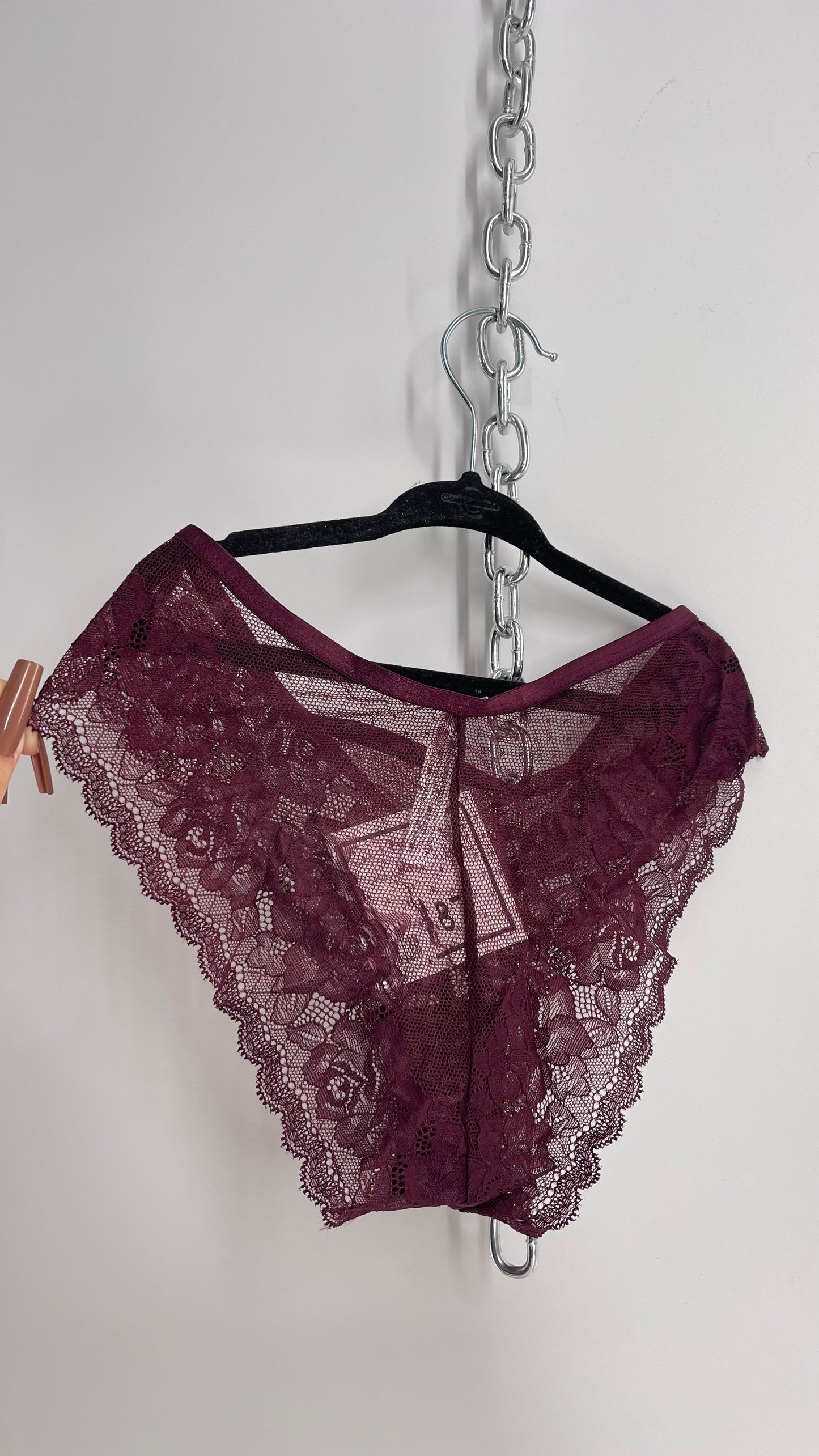 Out From Under Burgundy Lace Panty (Small)