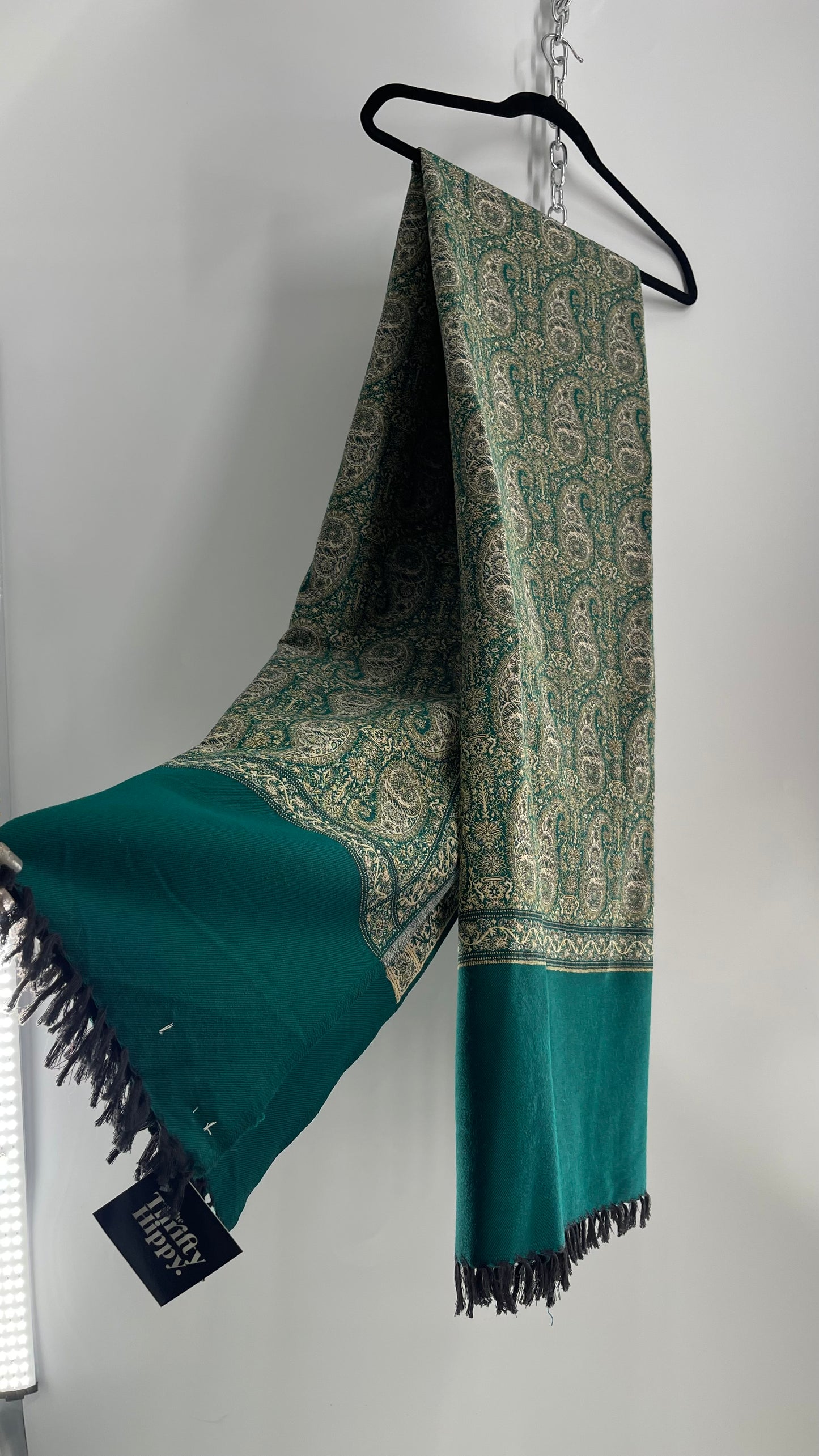 Vintage Huge Thick Pakistani Green Scarf