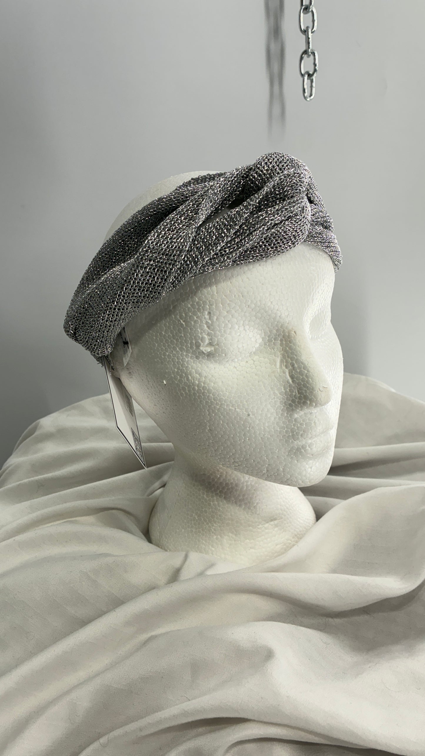 Free People Metallic Silver Mesh Headband