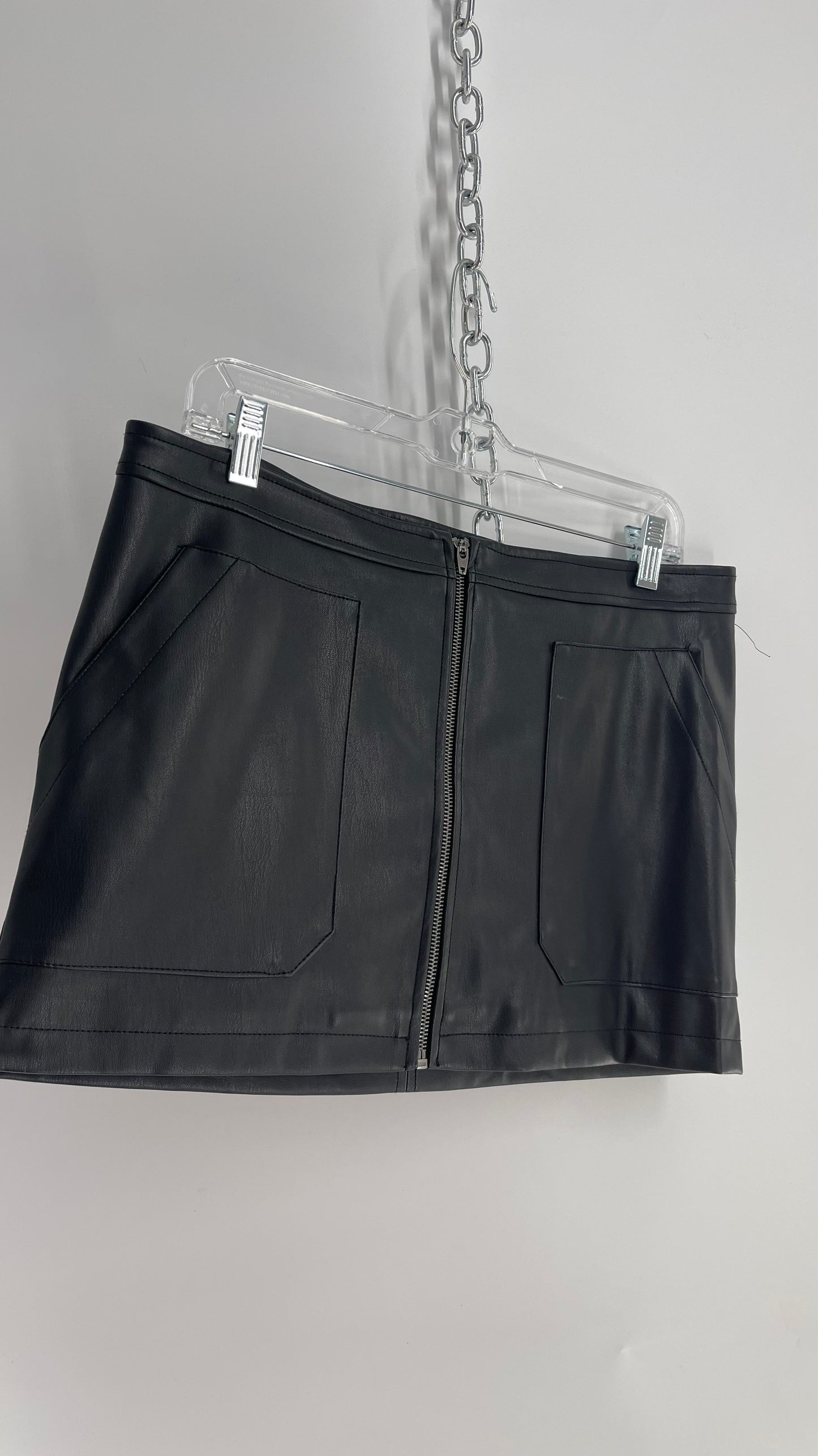 Free People Vegan Leather Zip Front Mini Skirt (12)