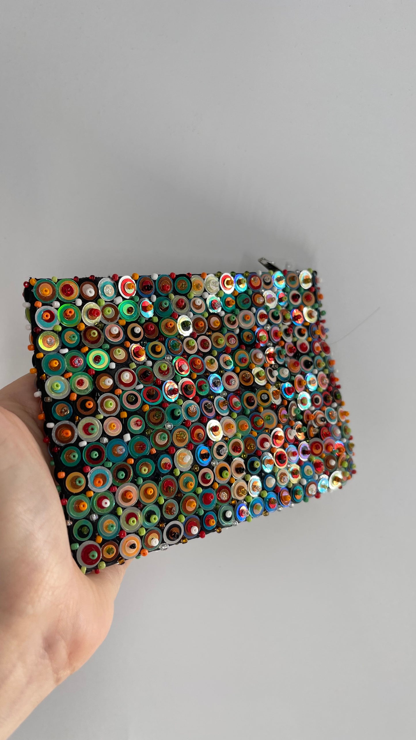 Vintage Beaded Layered Sequin Colorful Pouch