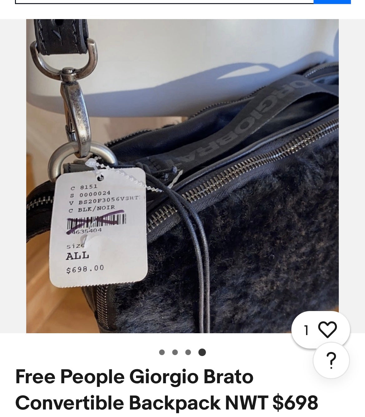GIORGIO BRATO Black Lamb Leather Convertible Shoulder Bag and Backpack