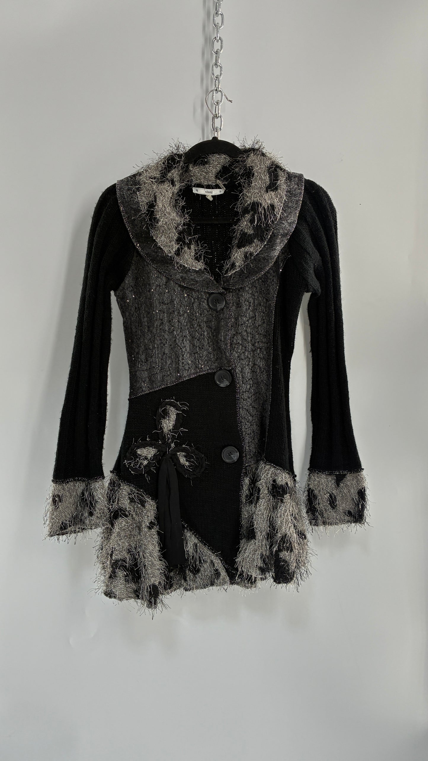 Vintage S|I|O|N|I Black, Grey Cardigan (Small)