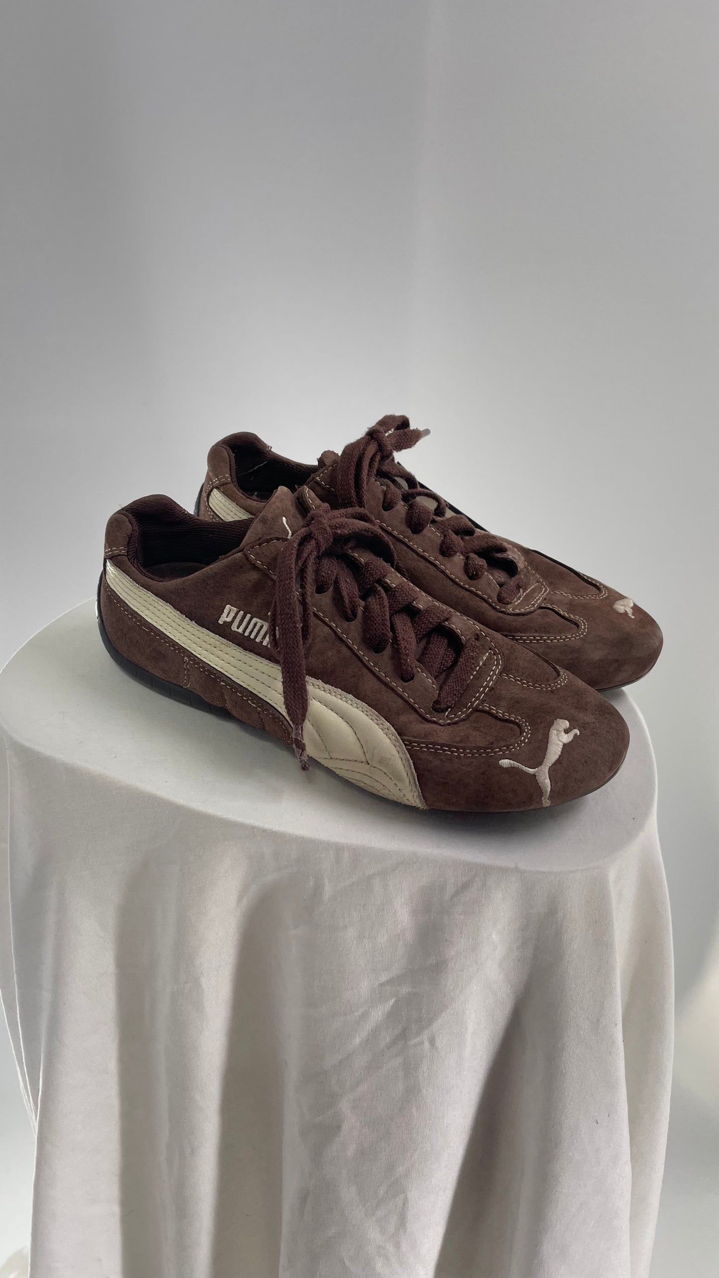 Vintage Worn Brown Suede Puma Sneakers (6.5)