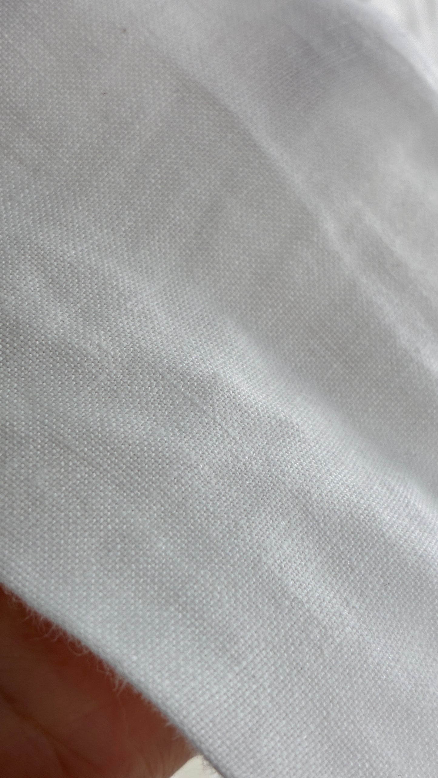 Vintage ANNE FONTAINE Off White Linen Woven Button Up Blouse with Back Corseting, Pearlescent Shell Buttons, and Rosette Details (36)