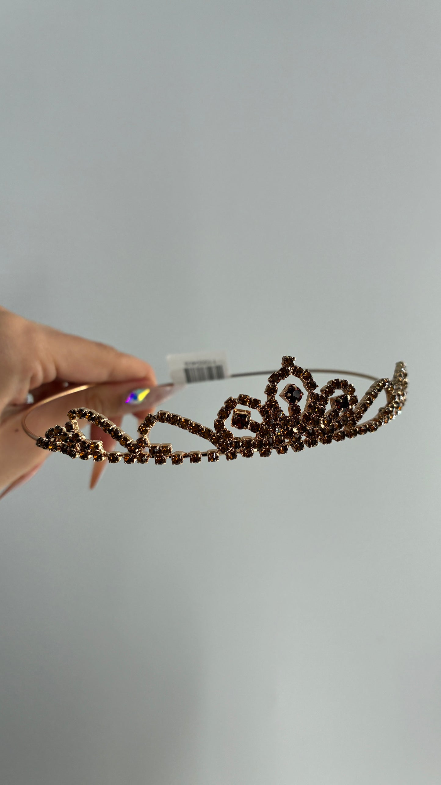 Free People Gold Burgundy Rhinestone Tiara Headband