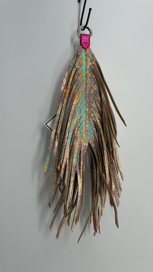 Free People Iridescent Feather Keychain with Tags Attached
